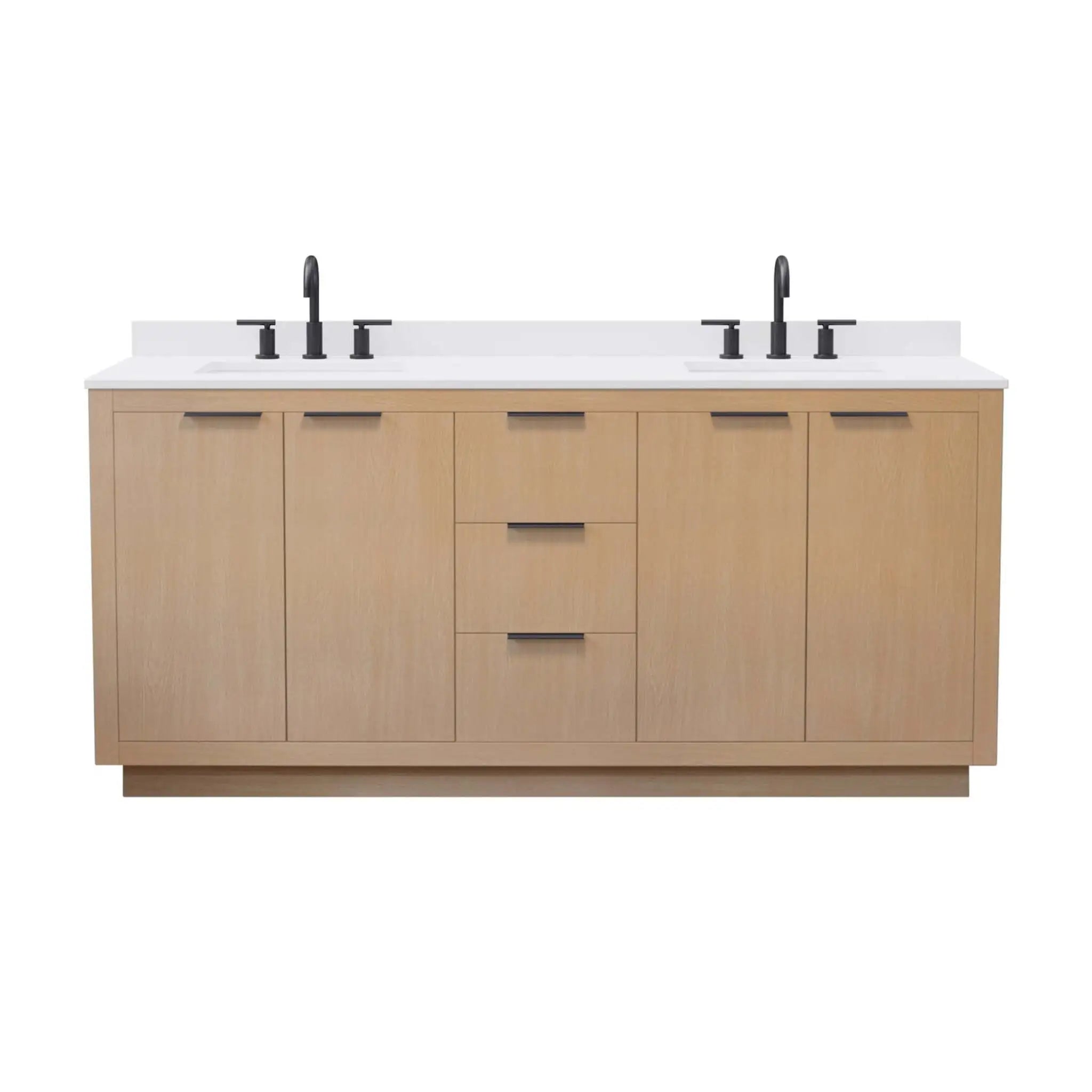 72" Maroni Double Bathroom Vanity in Light Straw with Matte Black Trim by Wyndham