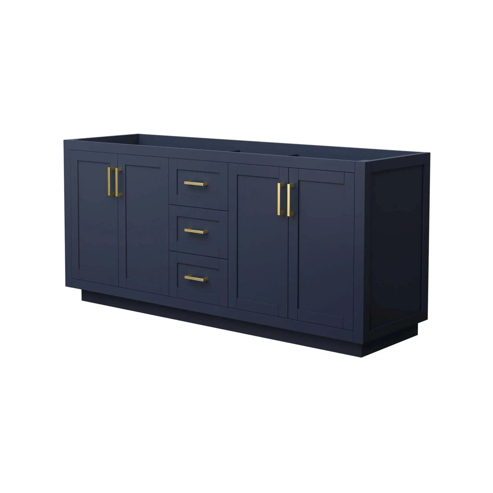 72" Miranda Double Bathroom Vanity in Dark Blue with Brushed Gold Trim by Wyndham