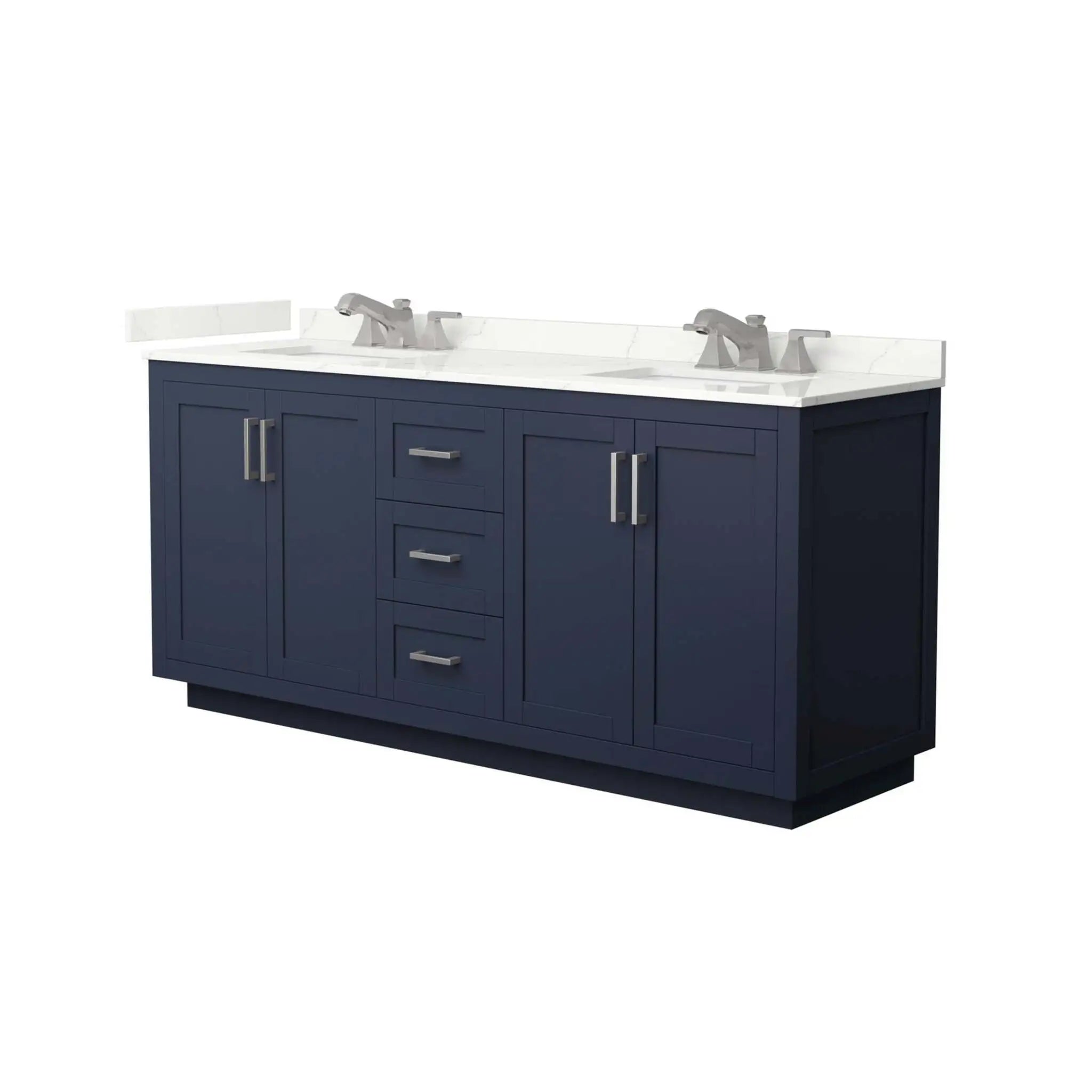 72" Miranda Double Bathroom Vanity in Dark Blue with Brushed Nickel Trim by Wyndham