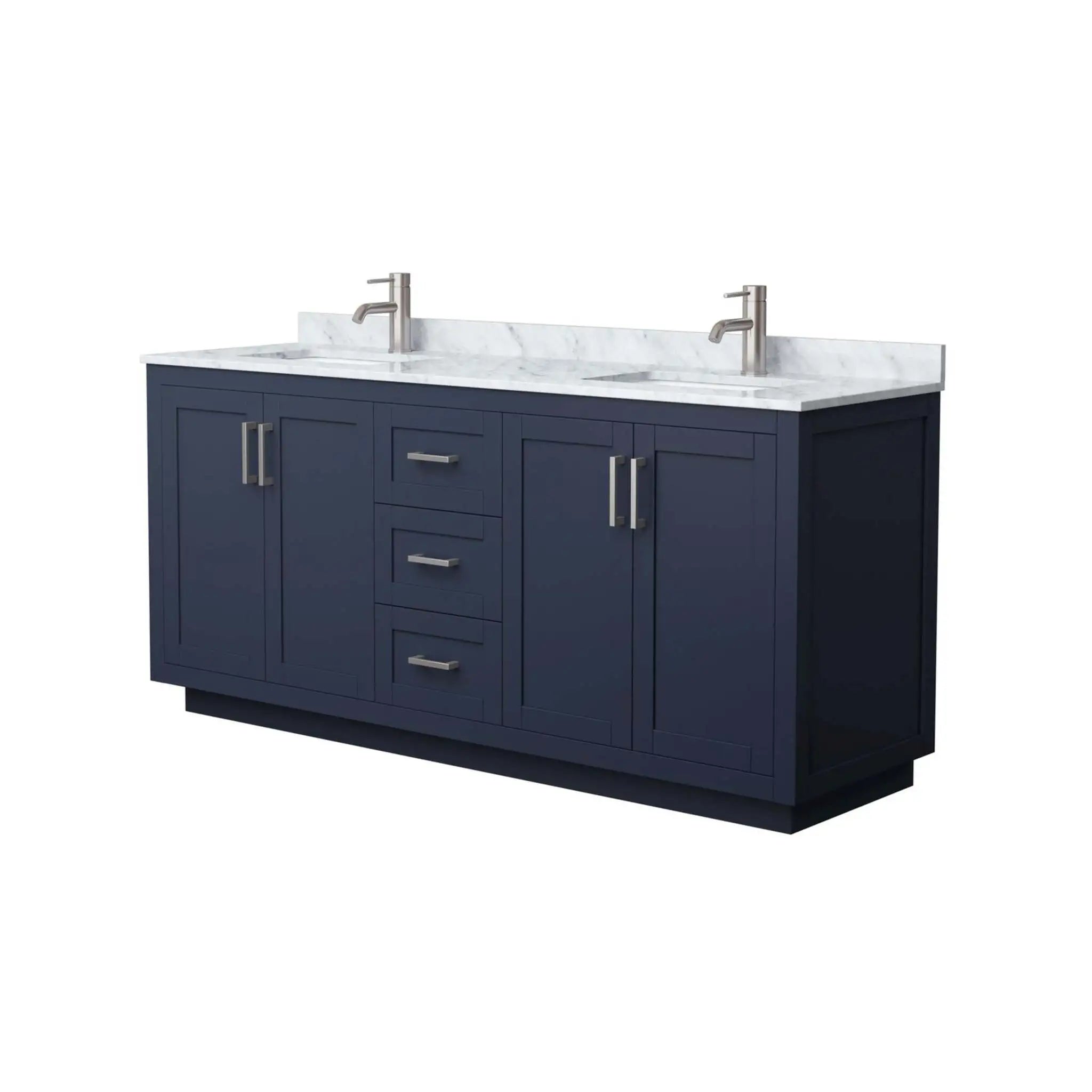 72" Miranda Double Bathroom Vanity in Dark Blue with Brushed Nickel Trim by Wyndham