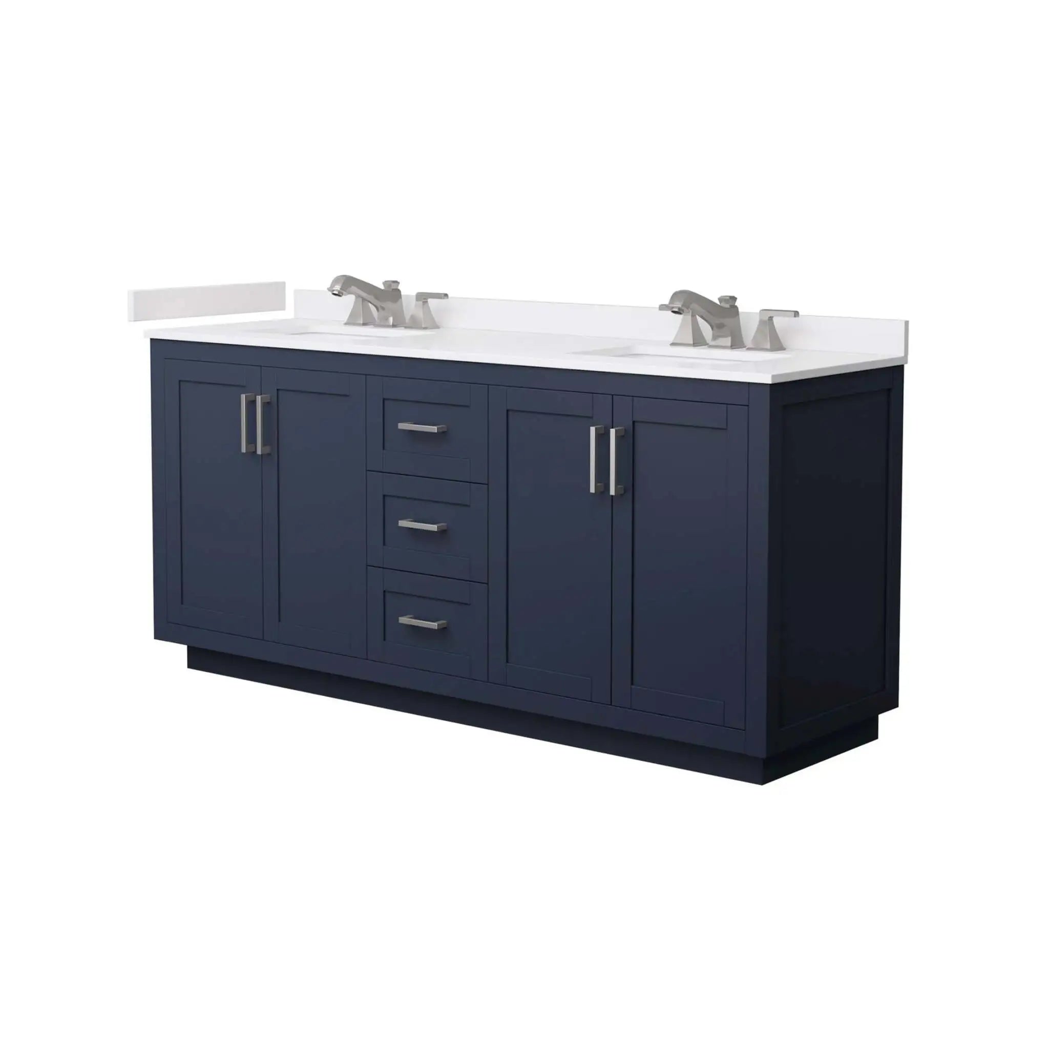 72" Miranda Double Bathroom Vanity in Dark Blue with Brushed Nickel Trim by Wyndham