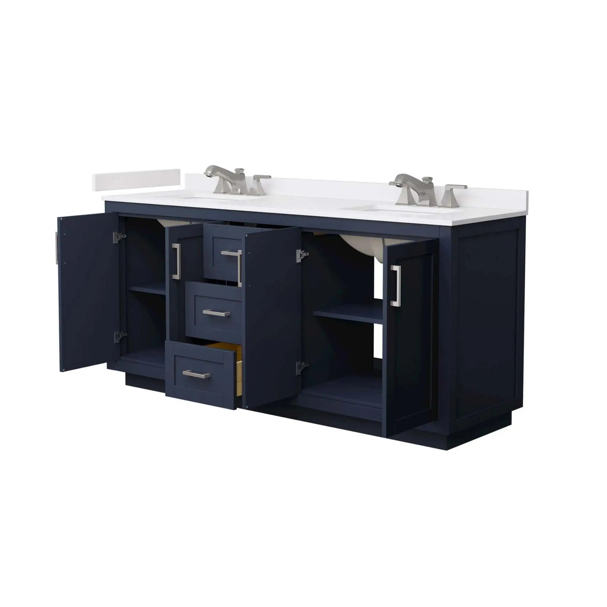 72" Miranda Double Bathroom Vanity in Dark Blue with Brushed Nickel Trim by Wyndham