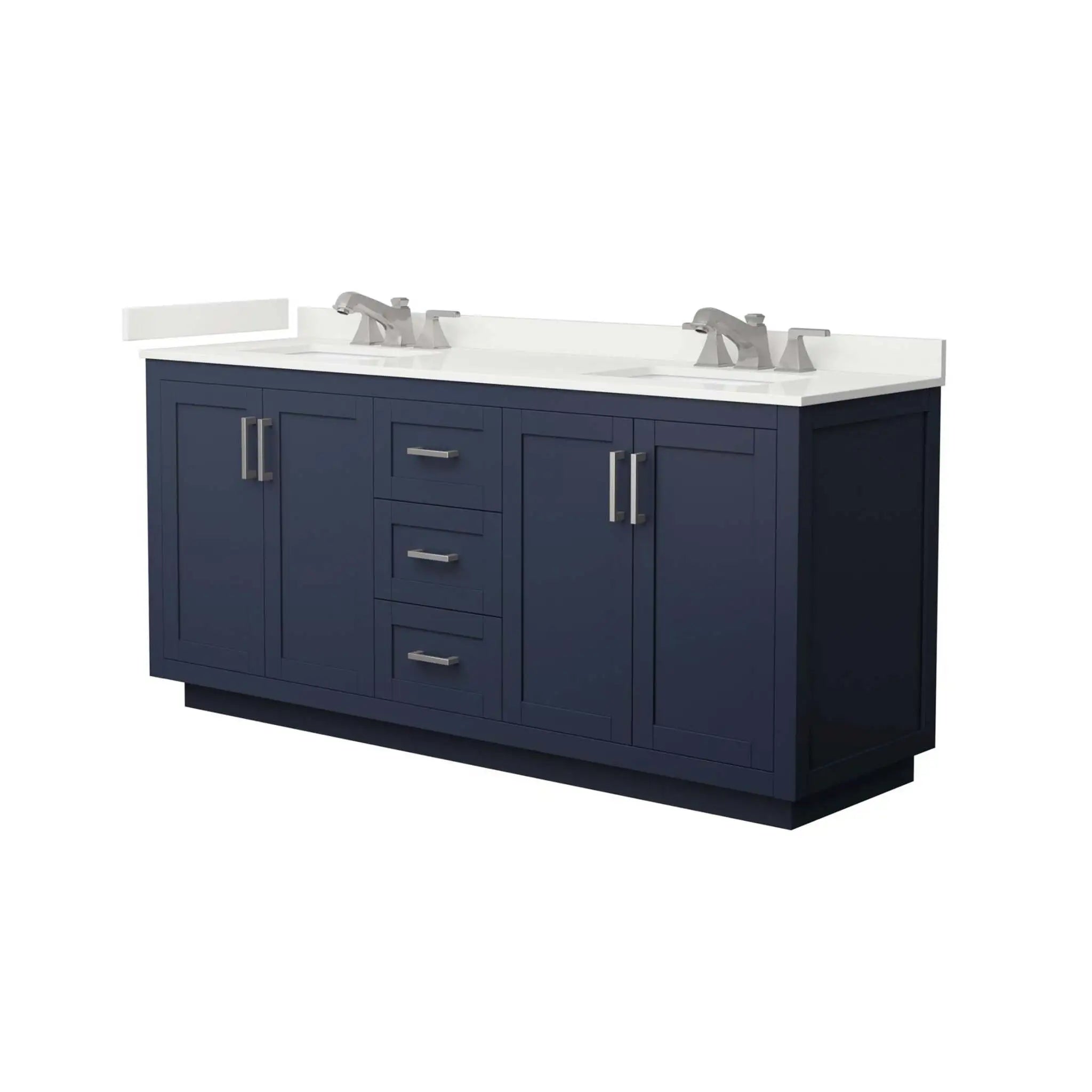 72" Miranda Double Bathroom Vanity in Dark Blue with Brushed Nickel Trim by Wyndham