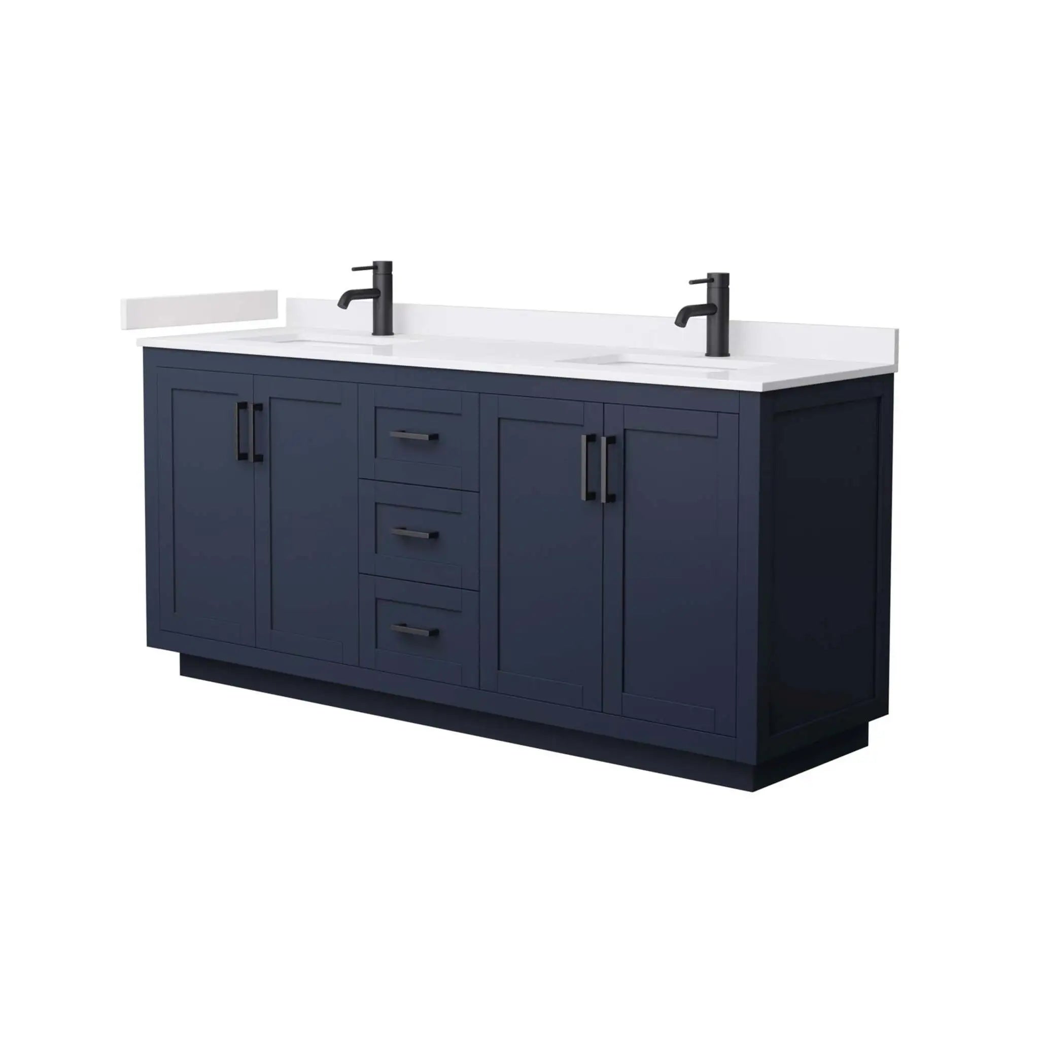 72" Miranda Double Bathroom Vanity in Dark Blue with Matte Black Trim by Wyndham