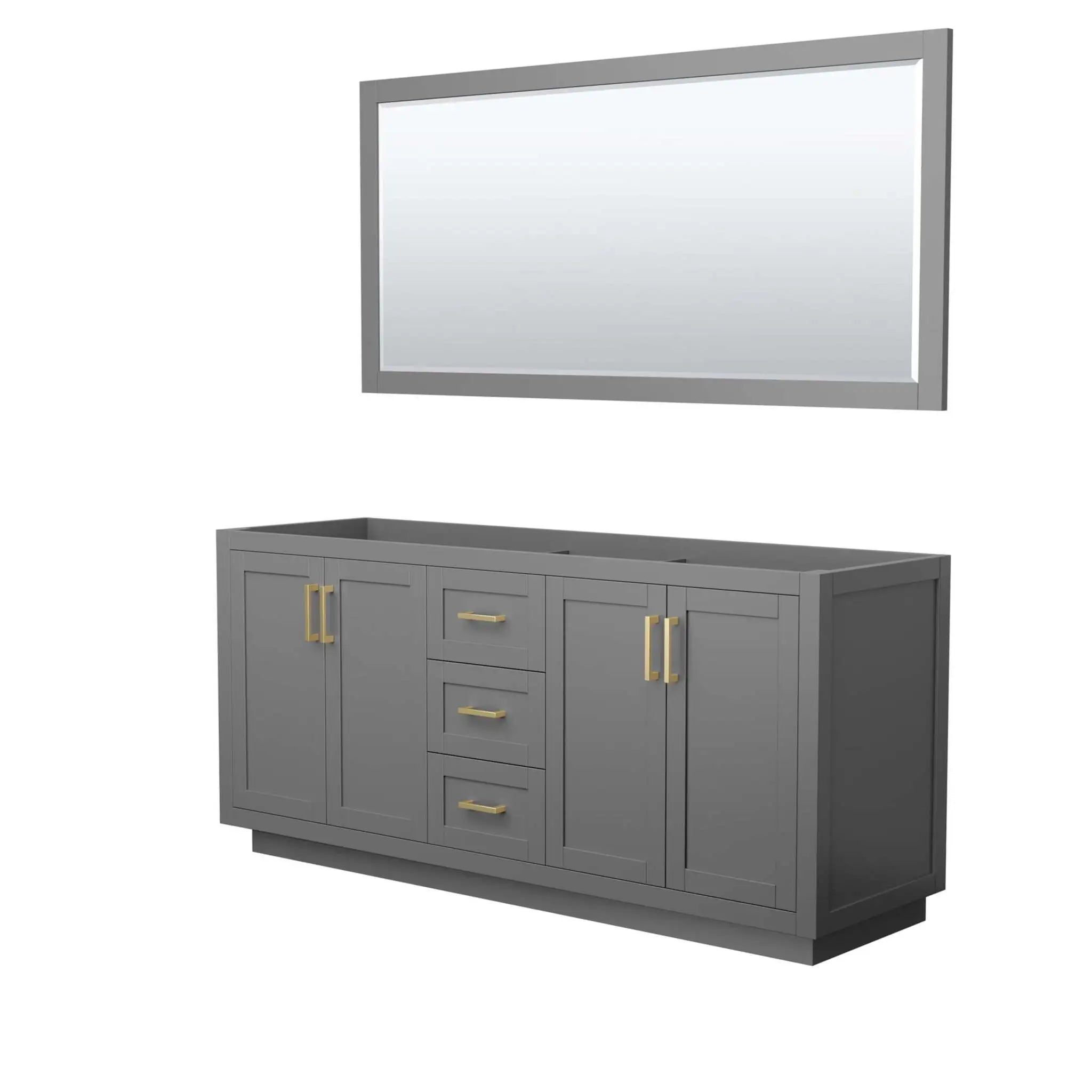 72" Miranda Double Bathroom Vanity in Dark Gray with Brushed Gold Trim & 70" Mirror by Wyndham