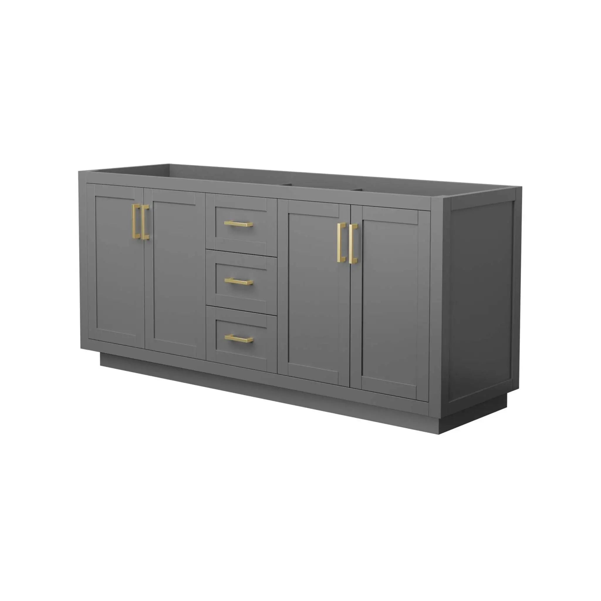 72" Miranda Double Bathroom Vanity in Dark Gray with Brushed Gold Trim by Wyndham