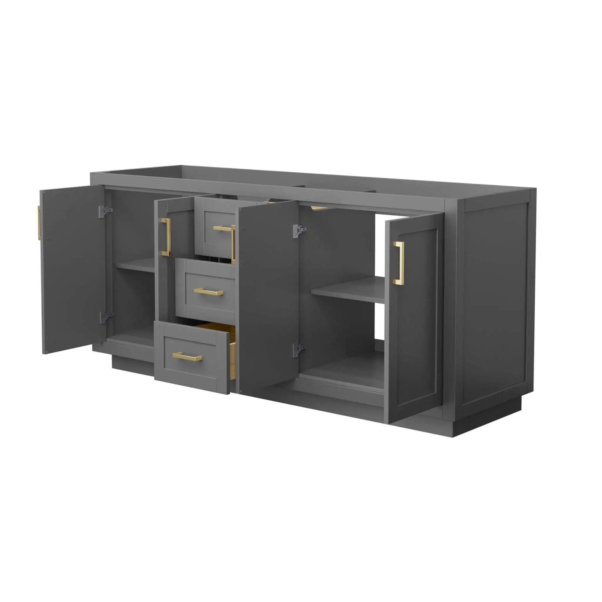 72" Miranda Double Bathroom Vanity in Dark Gray with Brushed Gold Trim by Wyndham