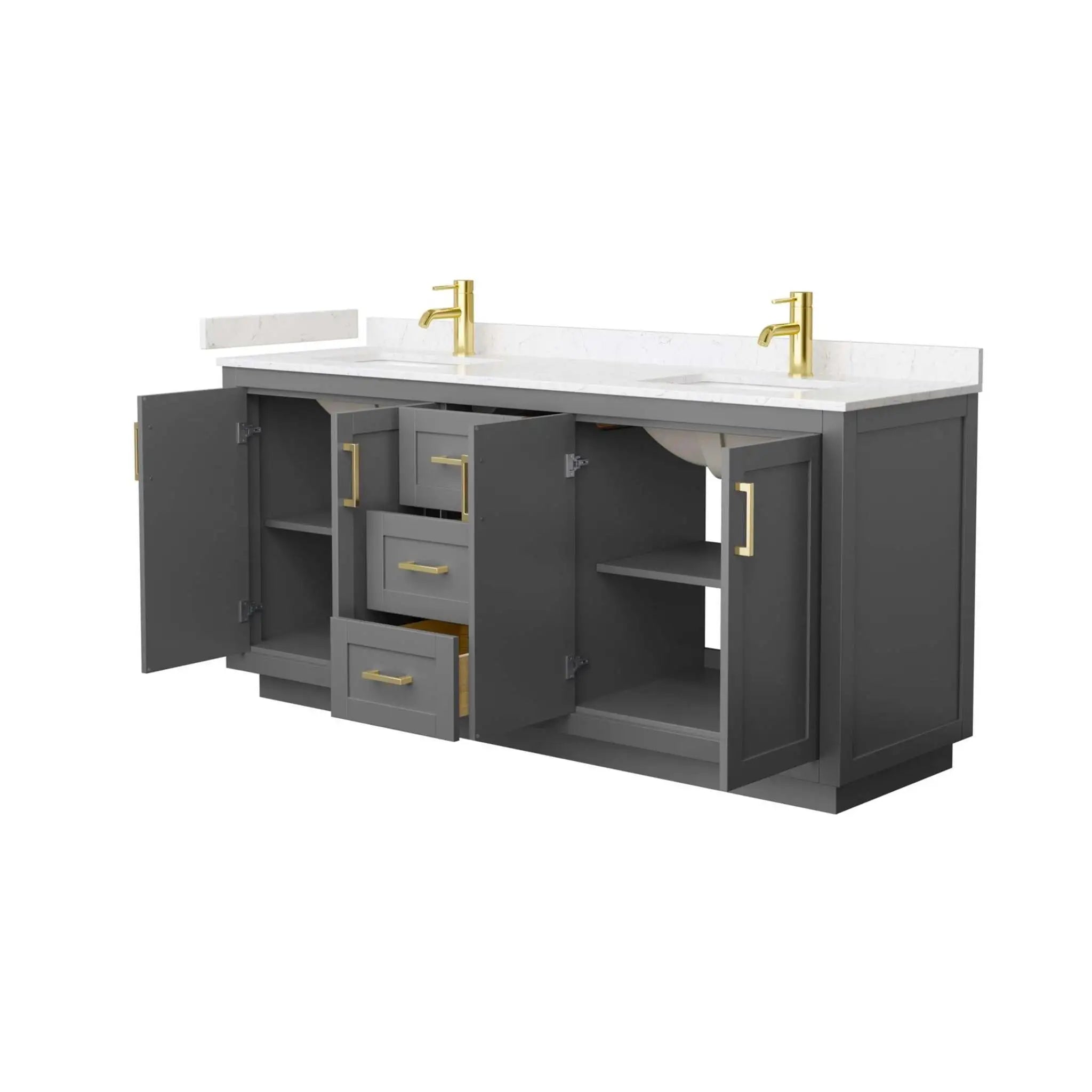 72" Miranda Double Bathroom Vanity in Dark Gray with Brushed Gold Trim by Wyndham
