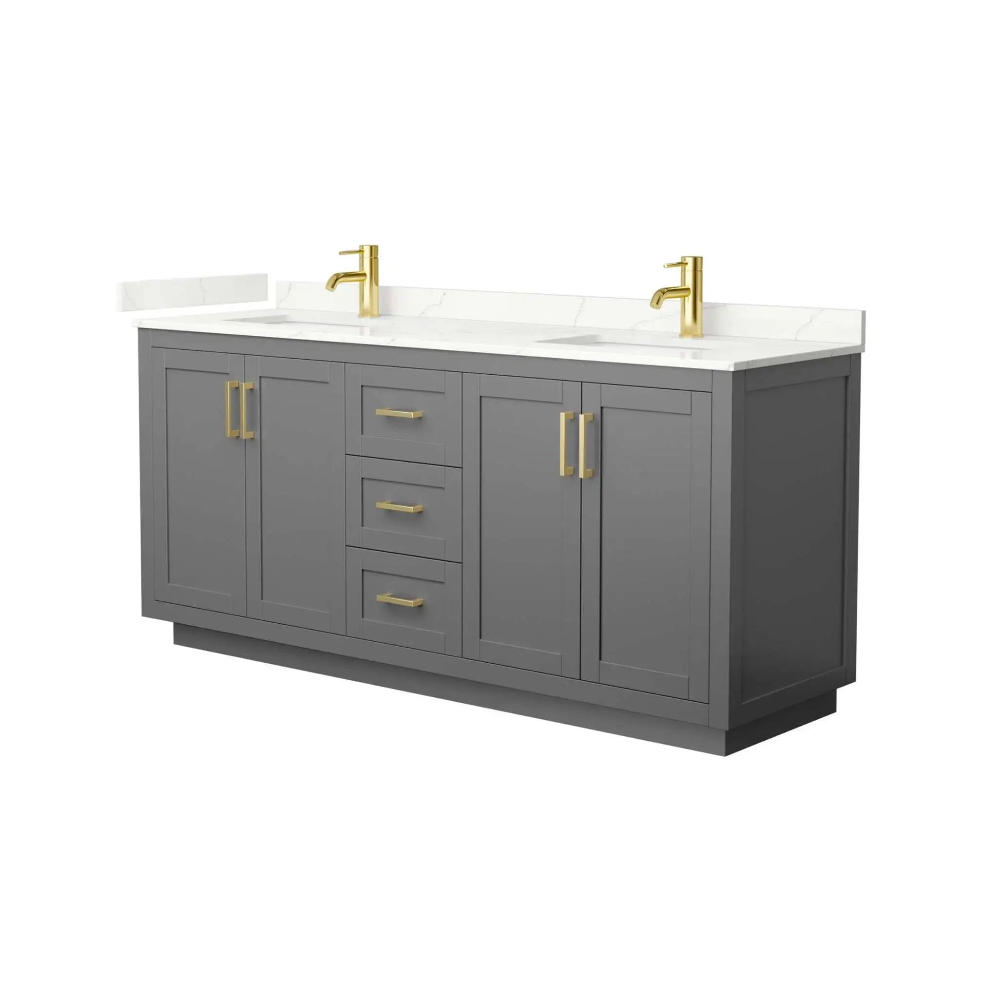72" Miranda Double Bathroom Vanity in Dark Gray with Brushed Gold Trim by Wyndham