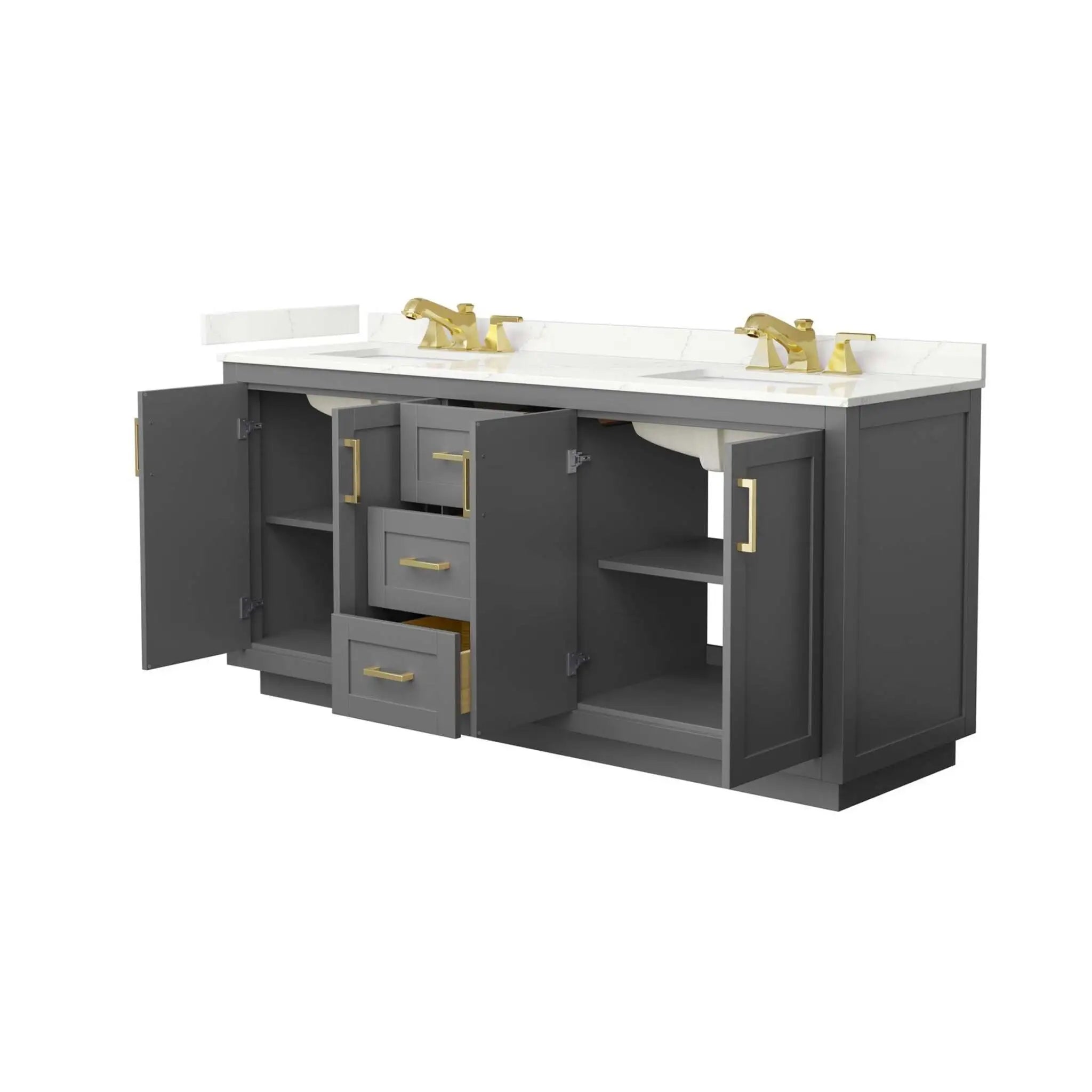 72" Miranda Double Bathroom Vanity in Dark Gray with Brushed Gold Trim by Wyndham