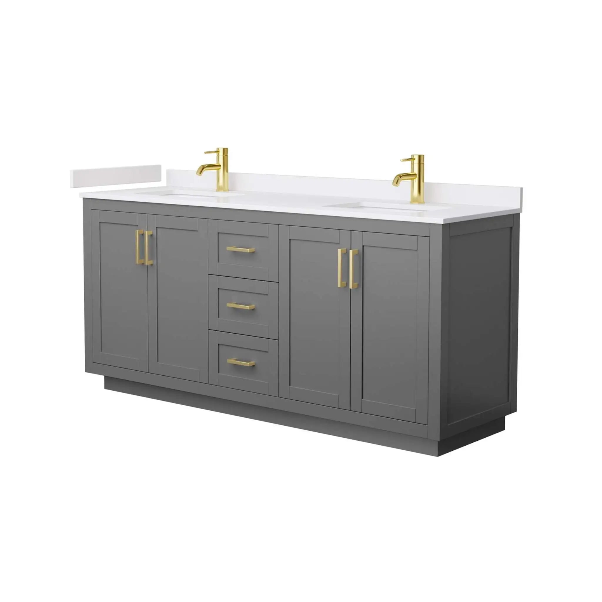 72" Miranda Double Bathroom Vanity in Dark Gray with Brushed Gold Trim by Wyndham