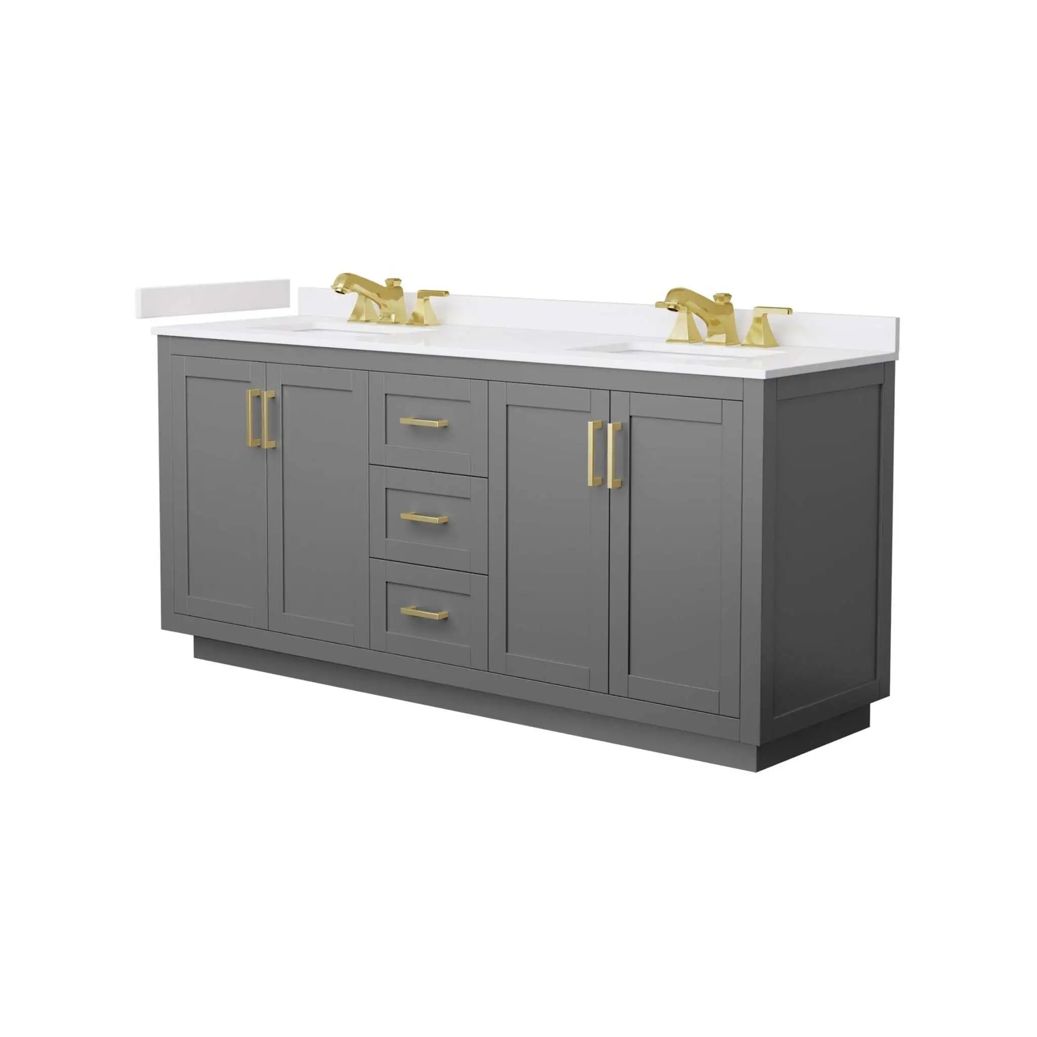 72" Miranda Double Bathroom Vanity in Dark Gray with Brushed Gold Trim by Wyndham