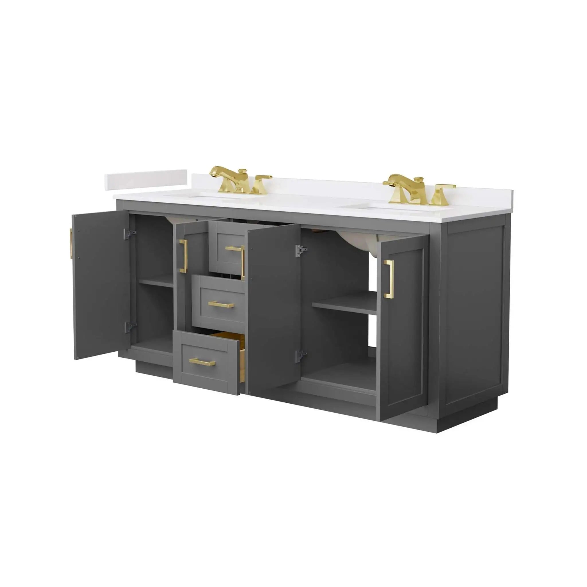 72" Miranda Double Bathroom Vanity in Dark Gray with Brushed Gold Trim by Wyndham