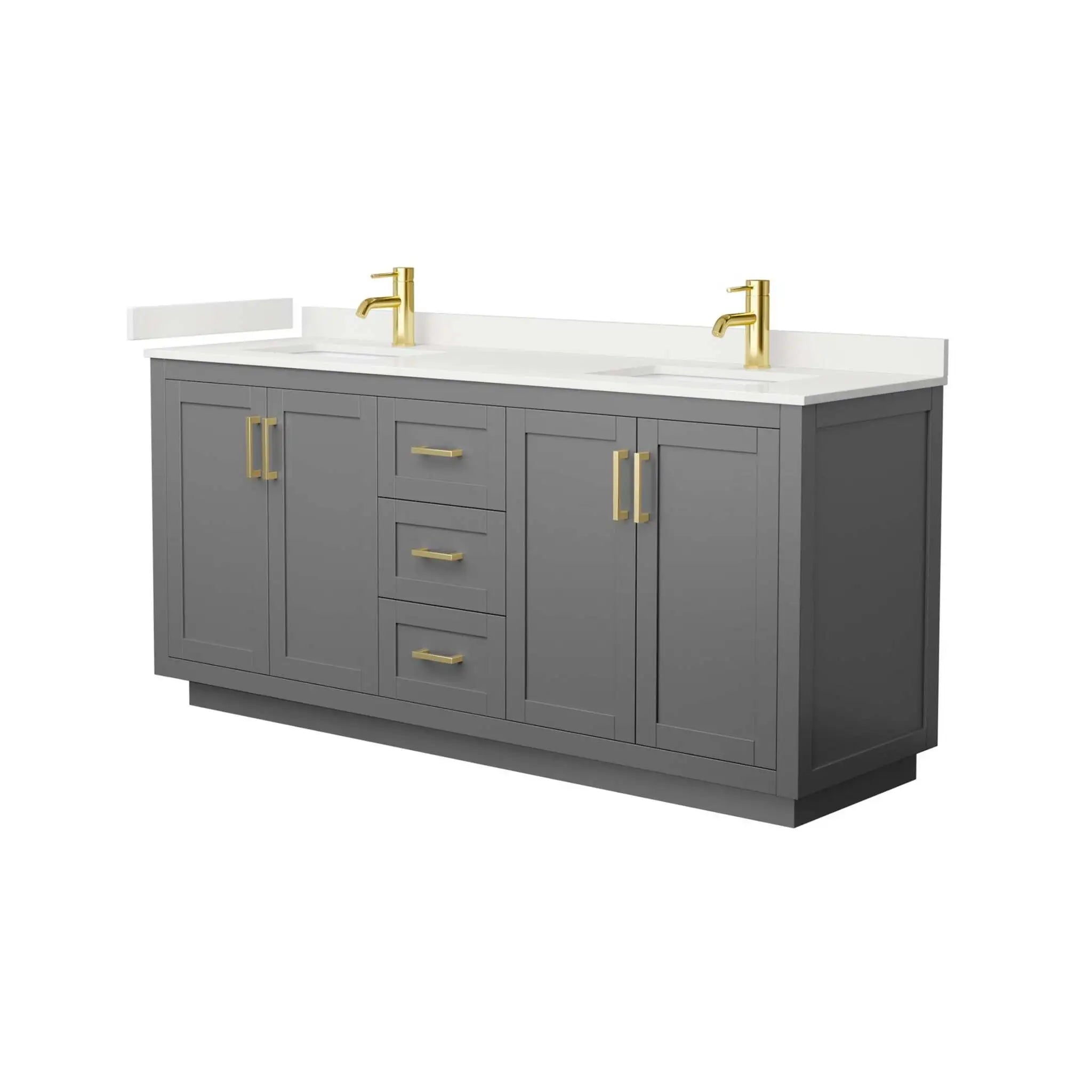 72" Miranda Double Bathroom Vanity in Dark Gray with Brushed Gold Trim by Wyndham