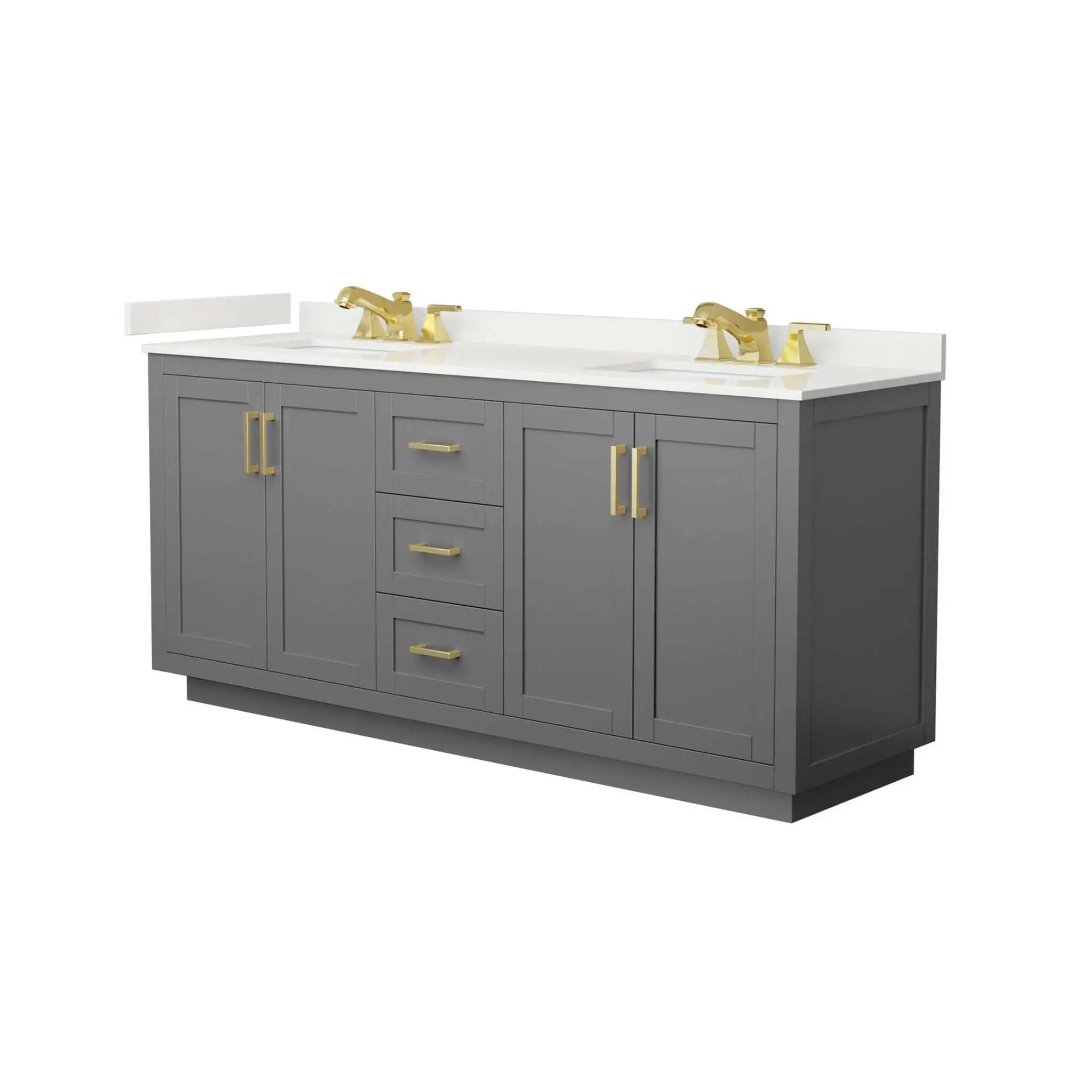 72" Miranda Double Bathroom Vanity in Dark Gray with Brushed Gold Trim by Wyndham
