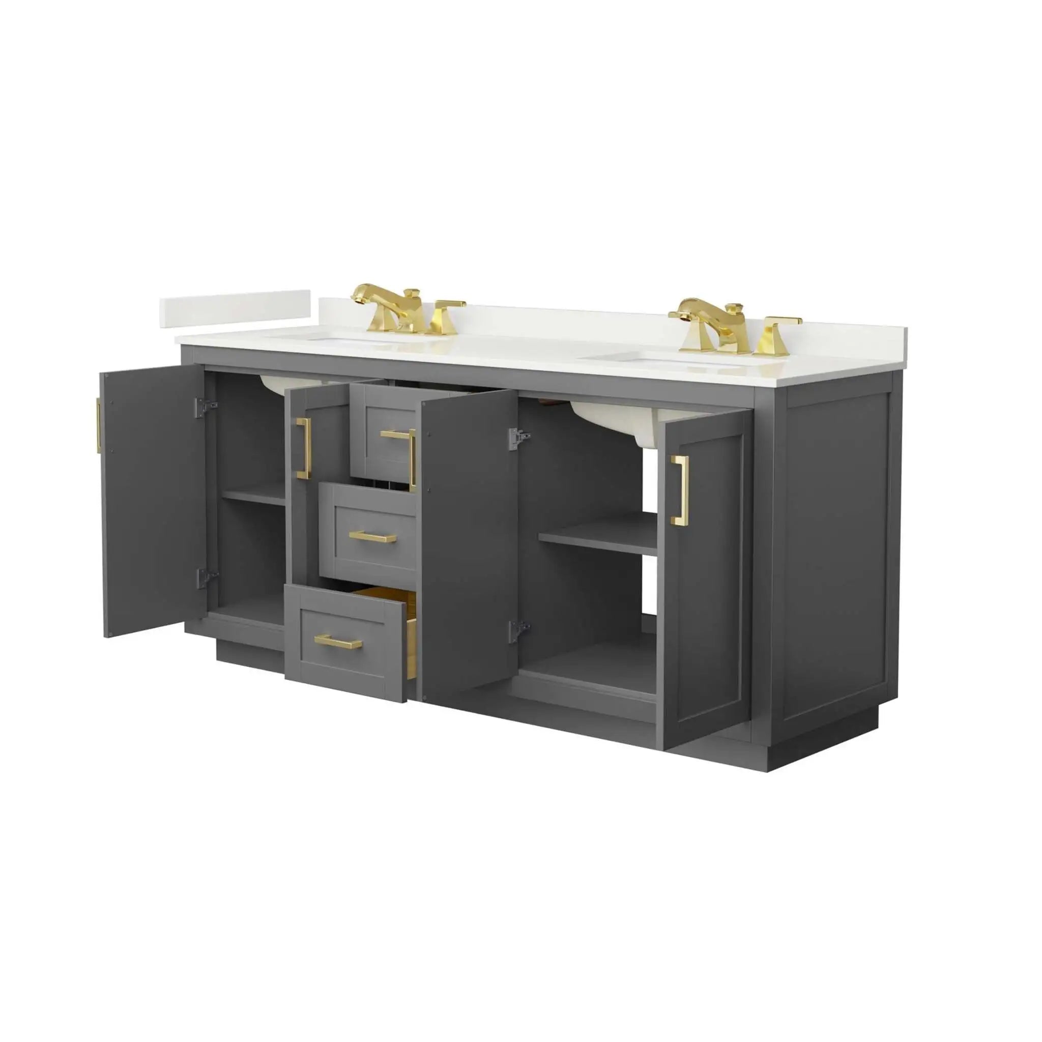 72" Miranda Double Bathroom Vanity in Dark Gray with Brushed Gold Trim by Wyndham