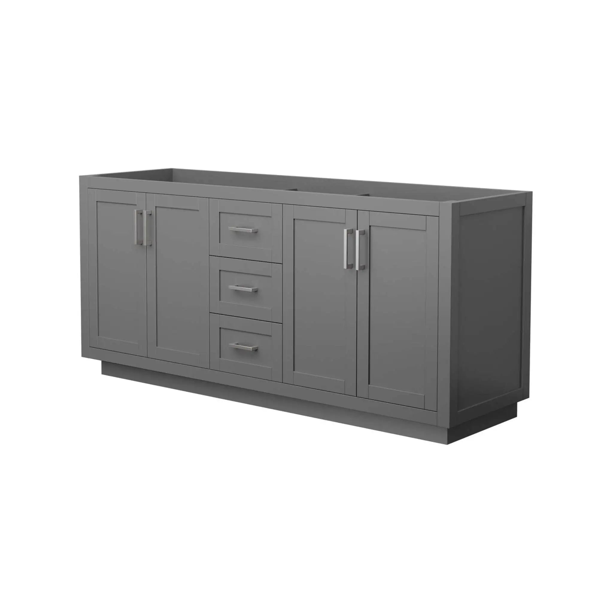 72" Miranda Double Bathroom Vanity in Dark Gray with Brushed Nickel Trim by Wyndham