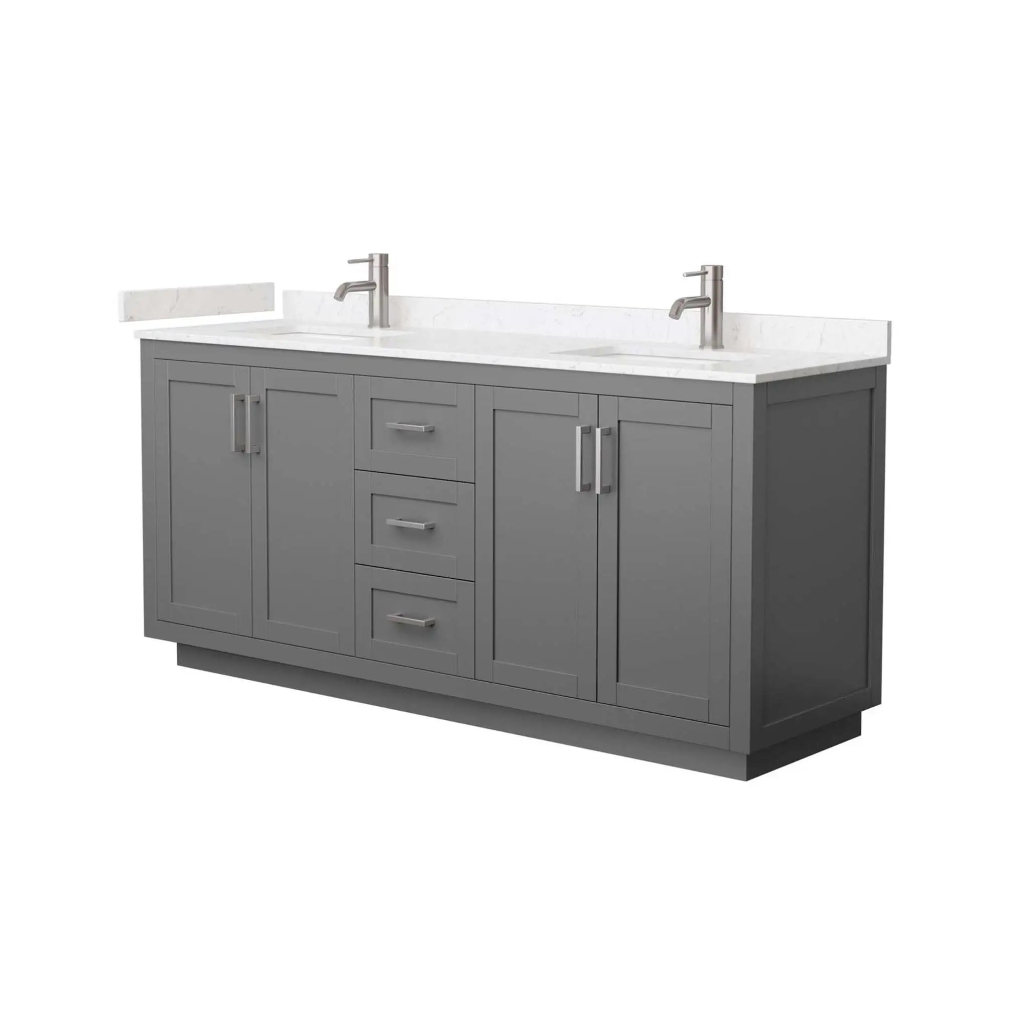 72" Miranda Double Bathroom Vanity in Dark Gray with Brushed Nickel Trim by Wyndham