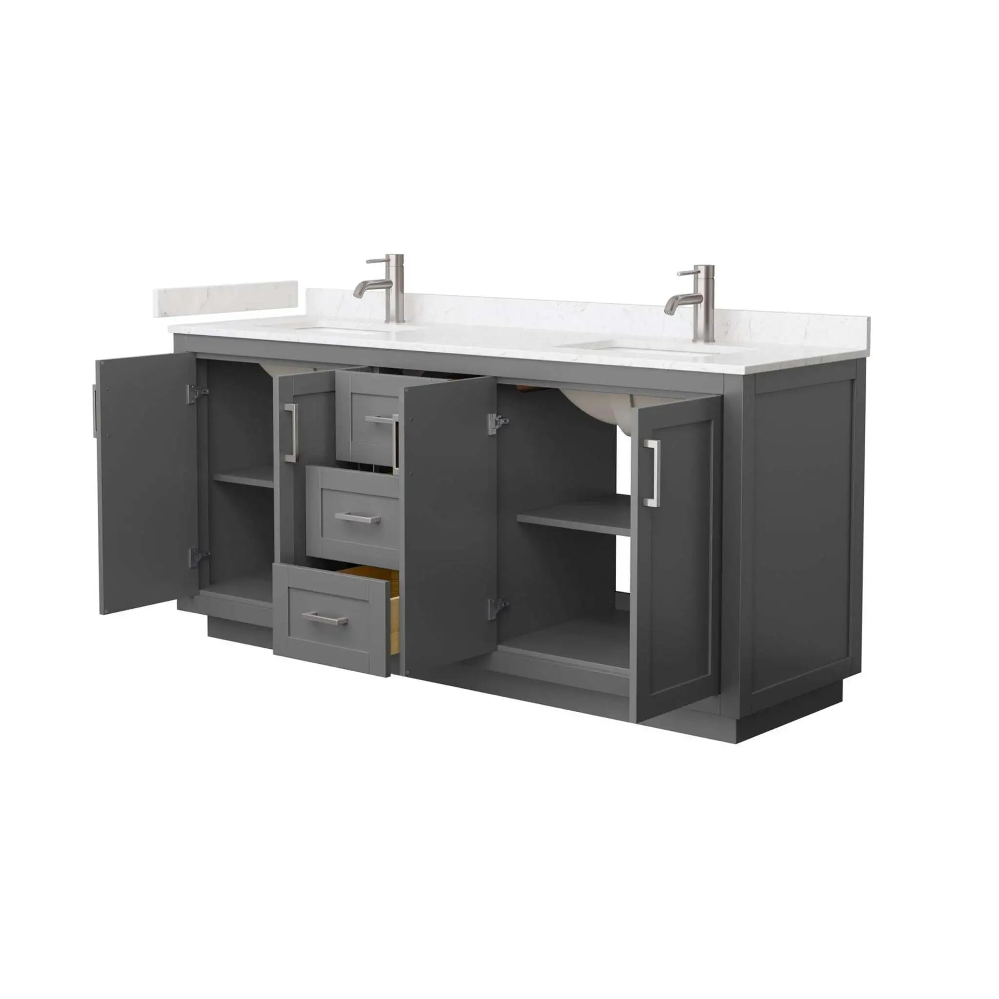 72" Miranda Double Bathroom Vanity in Dark Gray with Brushed Nickel Trim by Wyndham