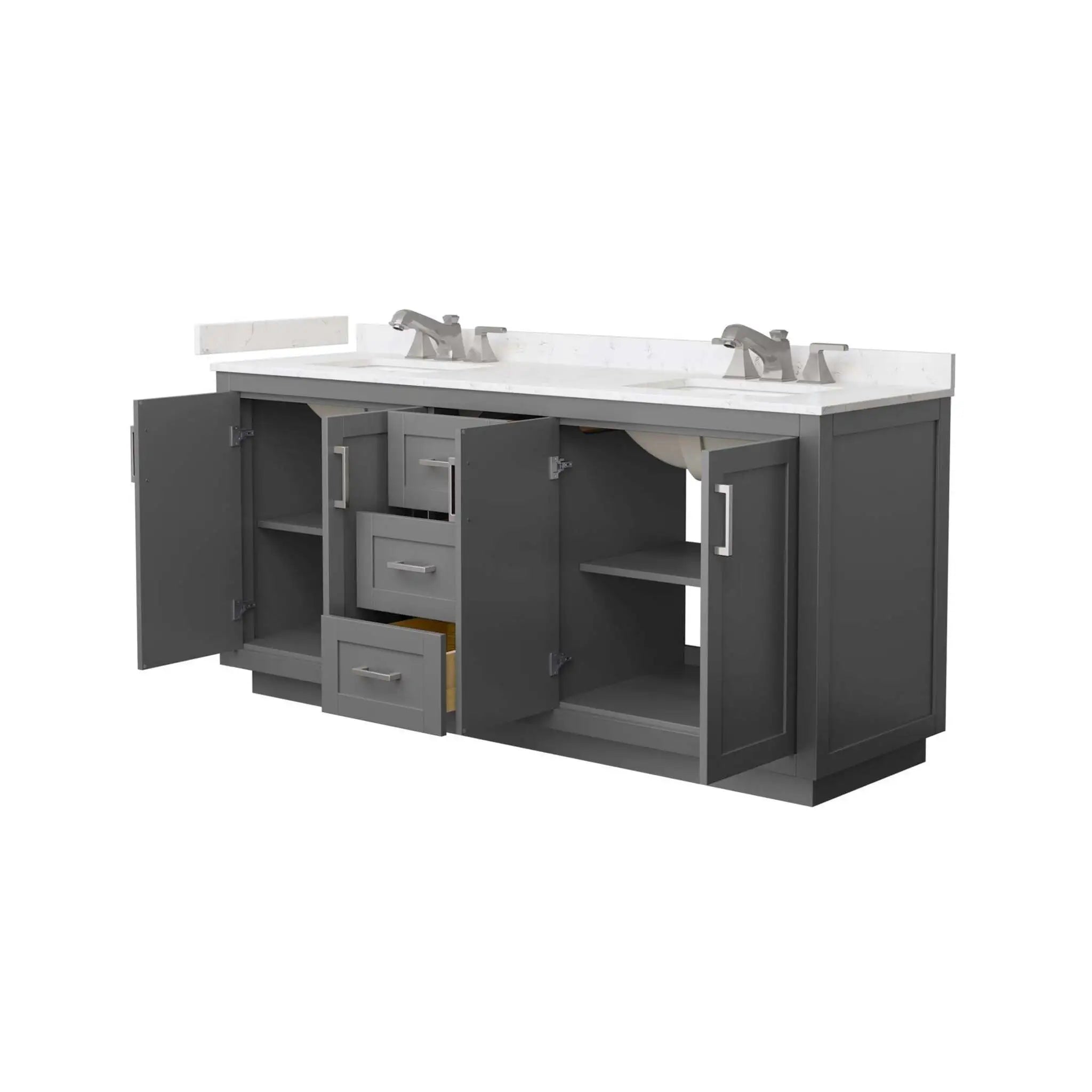 72" Miranda Double Bathroom Vanity in Dark Gray with Brushed Nickel Trim by Wyndham