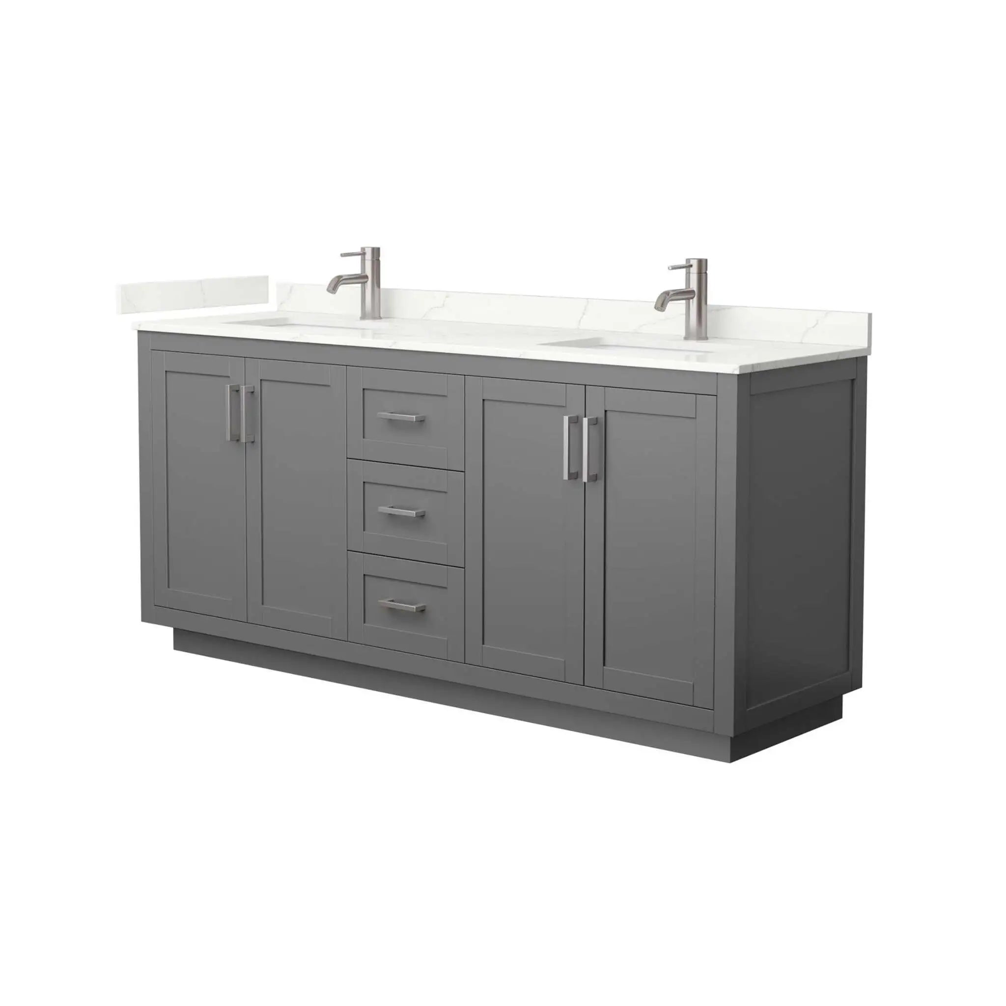 72" Miranda Double Bathroom Vanity in Dark Gray with Brushed Nickel Trim by Wyndham