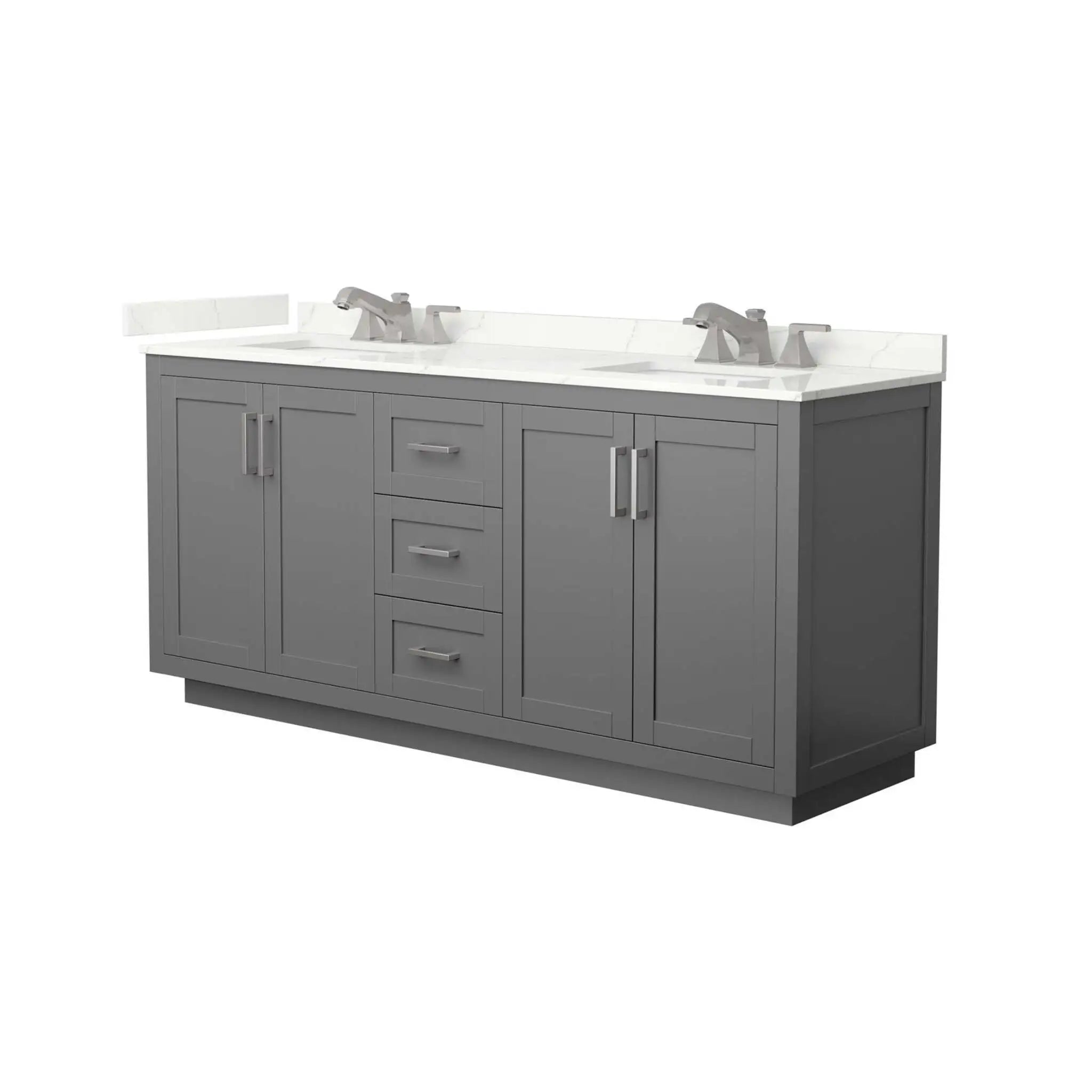 72" Miranda Double Bathroom Vanity in Dark Gray with Brushed Nickel Trim by Wyndham