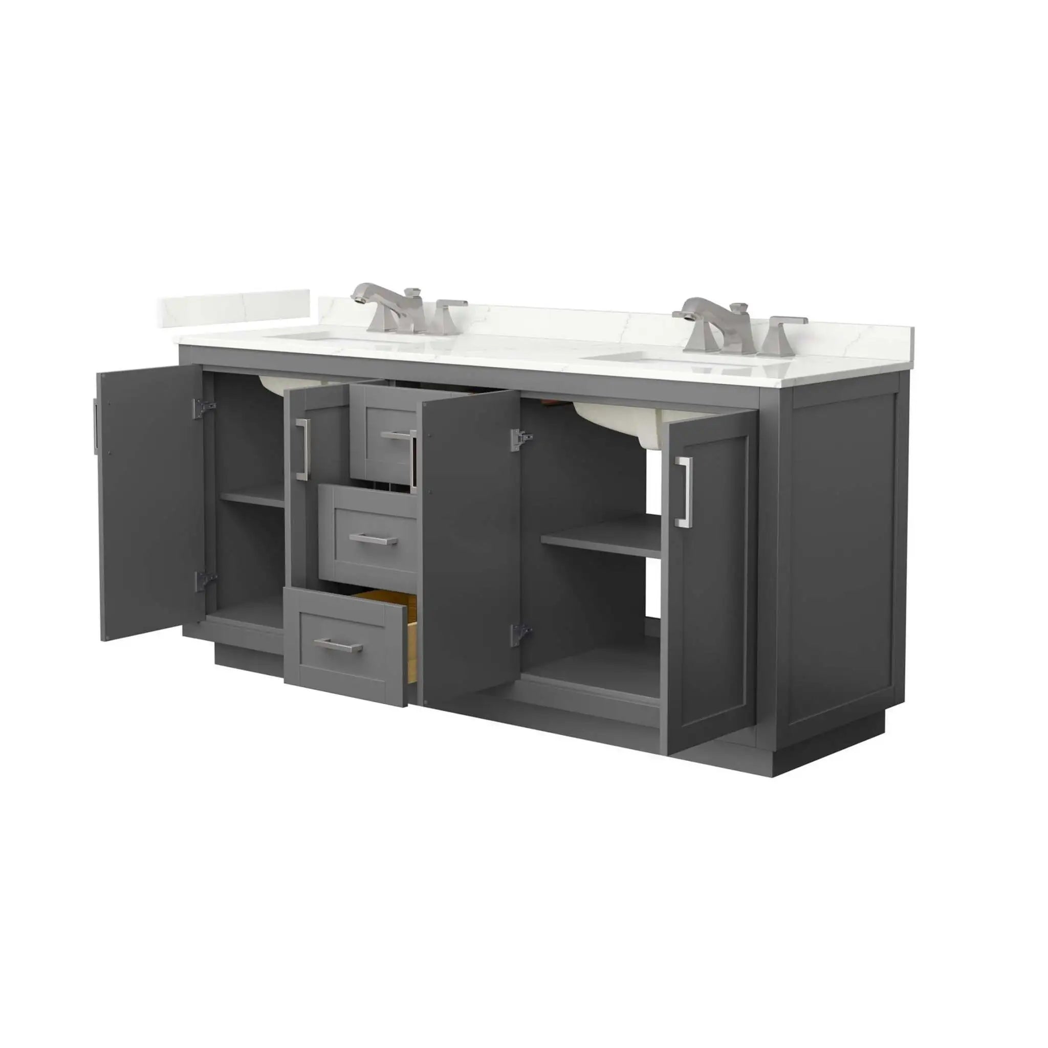 72" Miranda Double Bathroom Vanity in Dark Gray with Brushed Nickel Trim by Wyndham