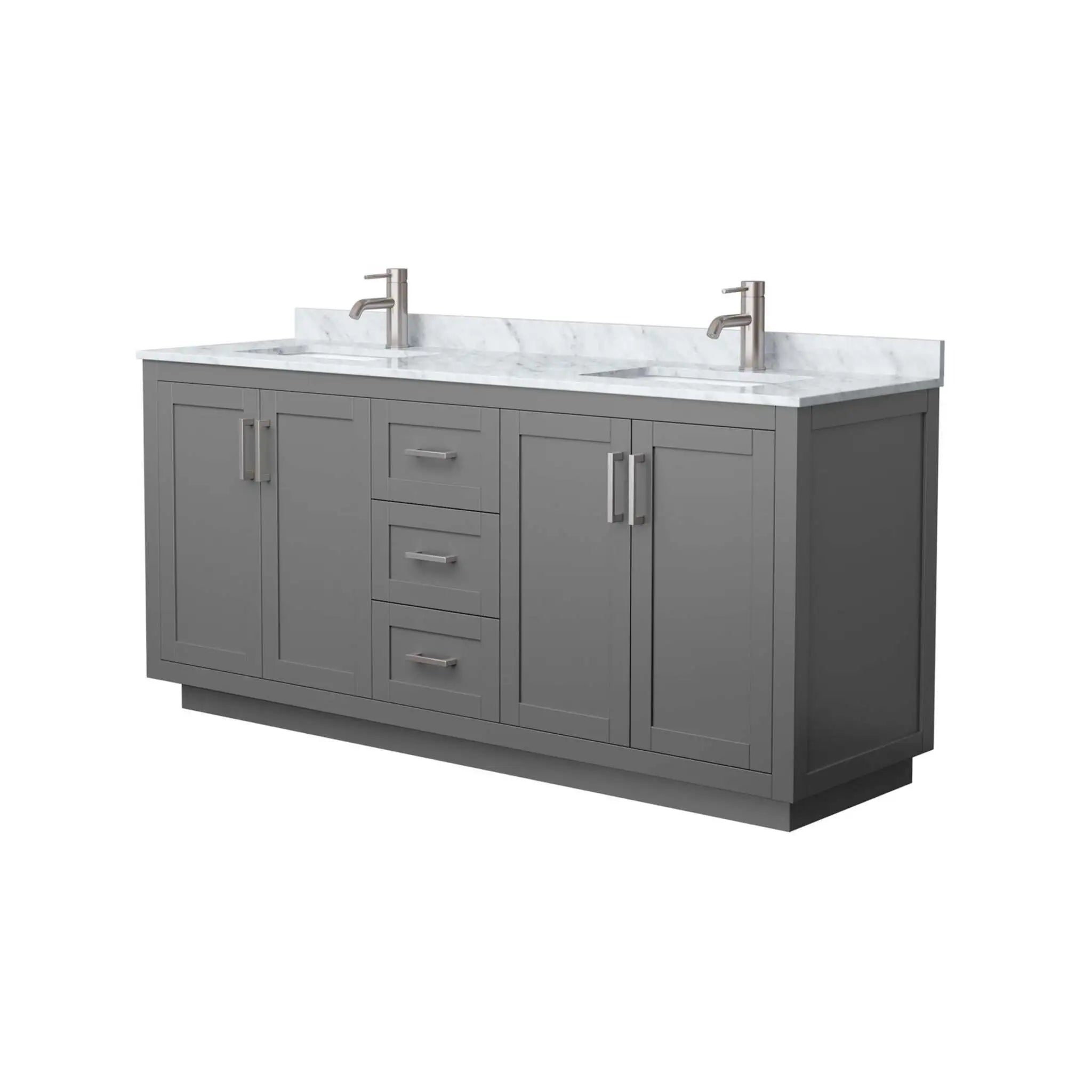 72" Miranda Double Bathroom Vanity in Dark Gray with Brushed Nickel Trim by Wyndham