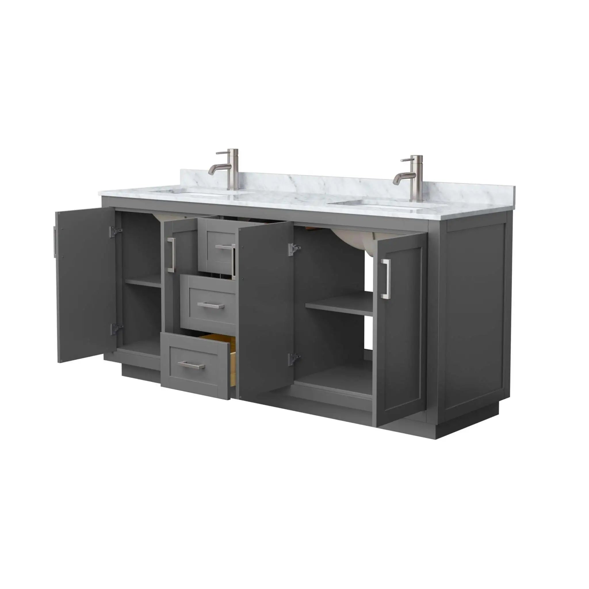 72" Miranda Double Bathroom Vanity in Dark Gray with Brushed Nickel Trim by Wyndham