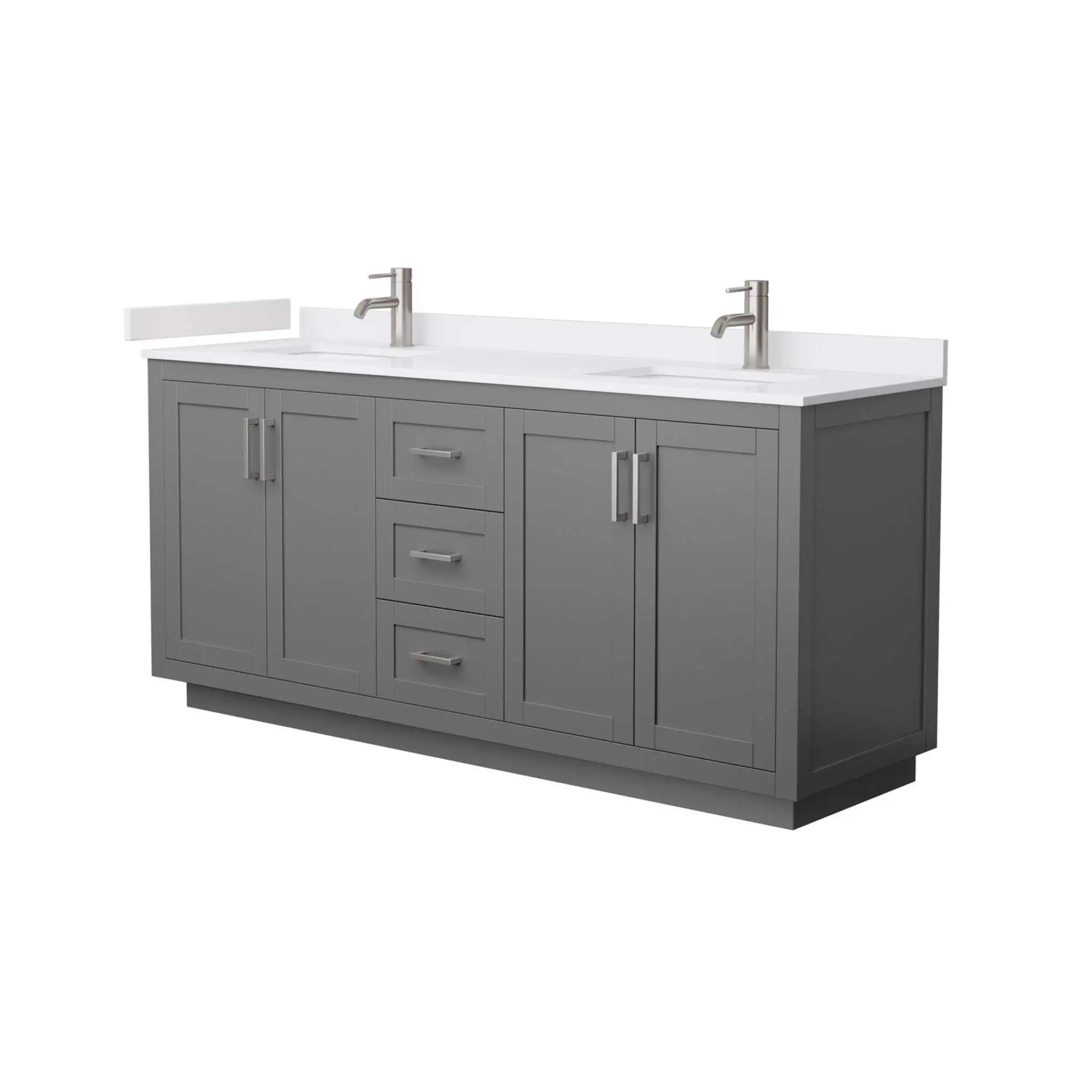 72" Miranda Double Bathroom Vanity in Dark Gray with Brushed Nickel Trim by Wyndham