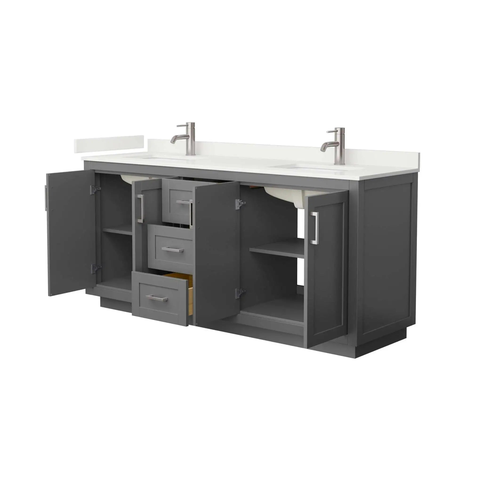 72" Miranda Double Bathroom Vanity in Dark Gray with Brushed Nickel Trim by Wyndham