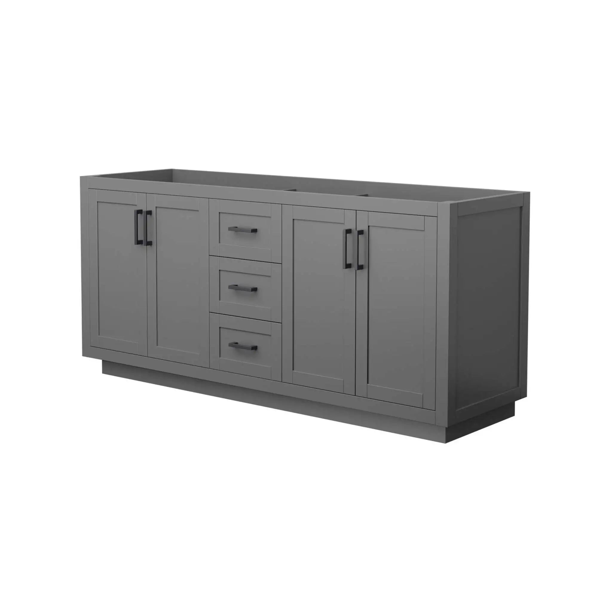 72" Miranda Double Bathroom Vanity in Dark Gray with Matte Black Trim by Wyndham