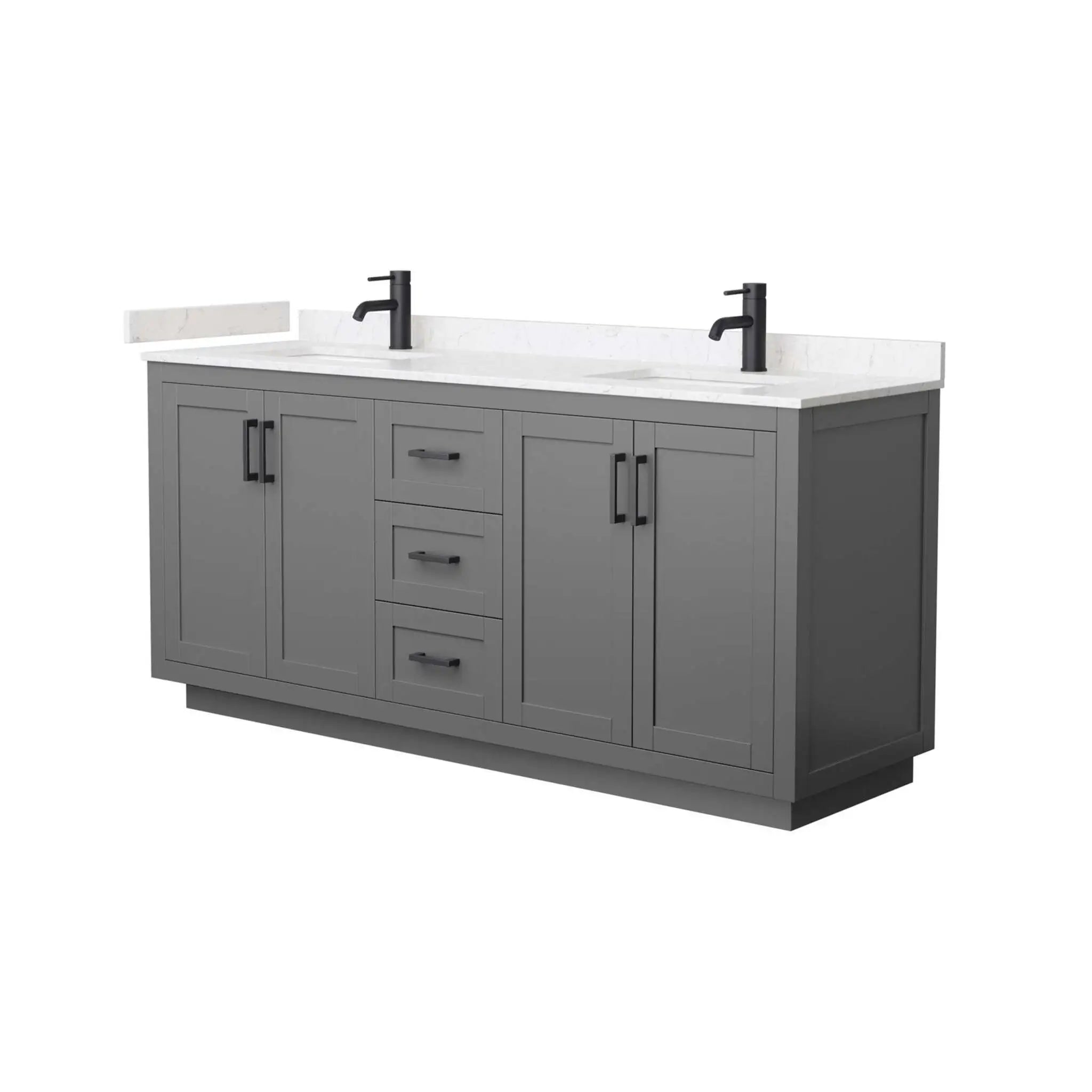 72" Miranda Double Bathroom Vanity in Dark Gray with Matte Black Trim by Wyndham