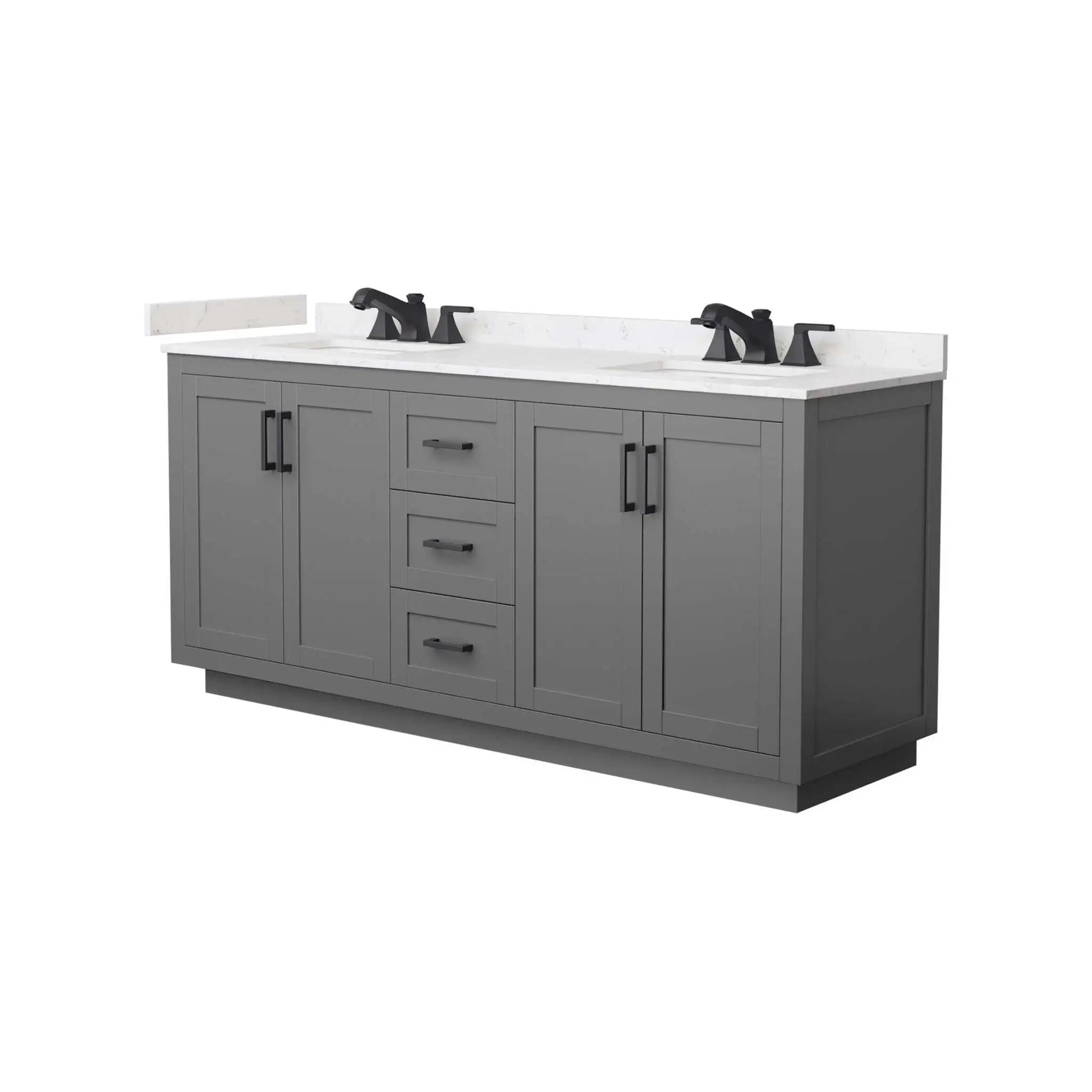 72" Miranda Double Bathroom Vanity in Dark Gray with Matte Black Trim by Wyndham