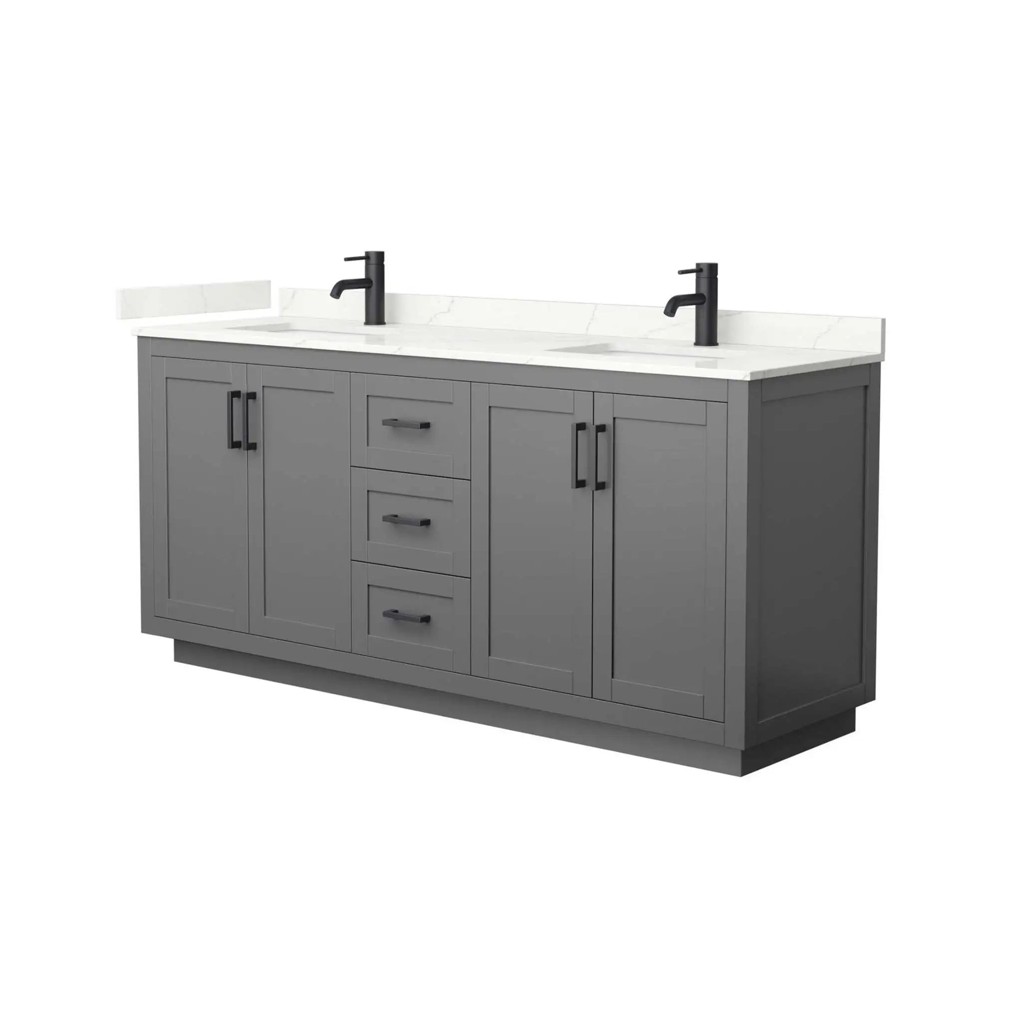 72" Miranda Double Bathroom Vanity in Dark Gray with Matte Black Trim by Wyndham