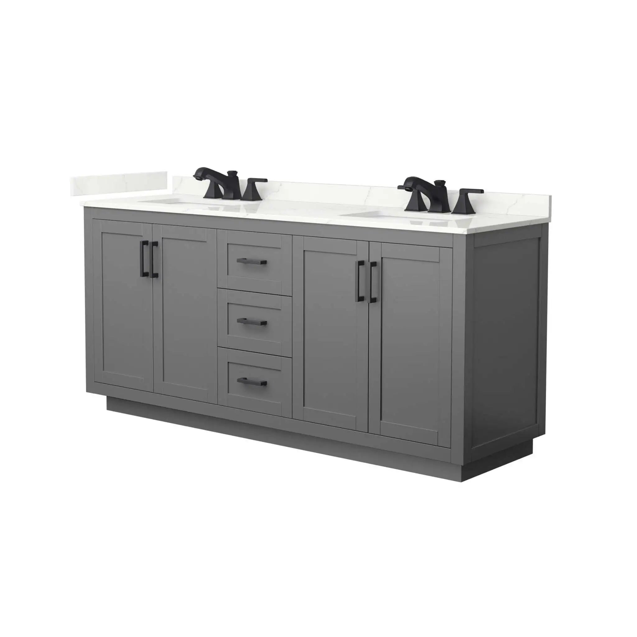 72" Miranda Double Bathroom Vanity in Dark Gray with Matte Black Trim by Wyndham