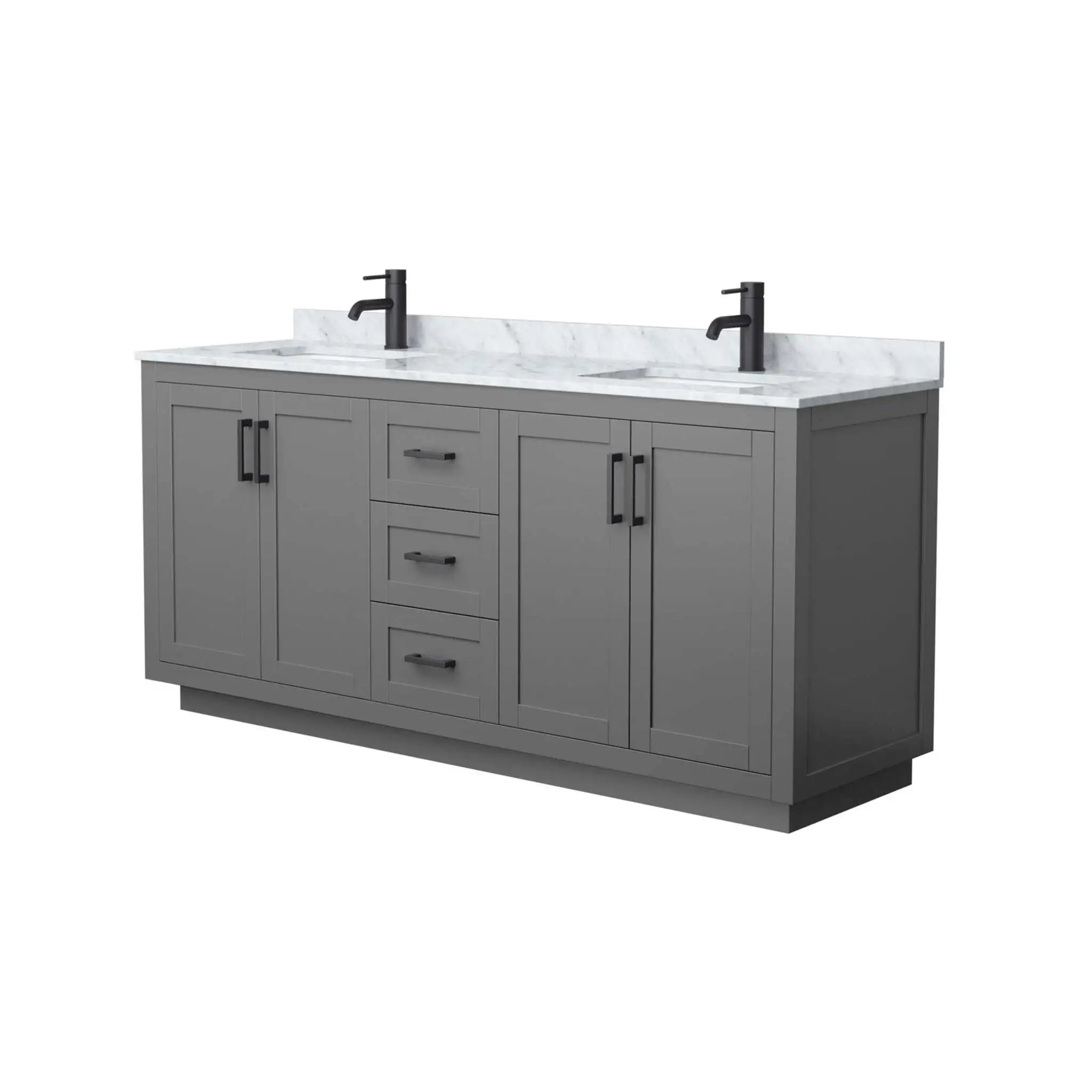 72" Miranda Double Bathroom Vanity in Dark Gray with Matte Black Trim by Wyndham
