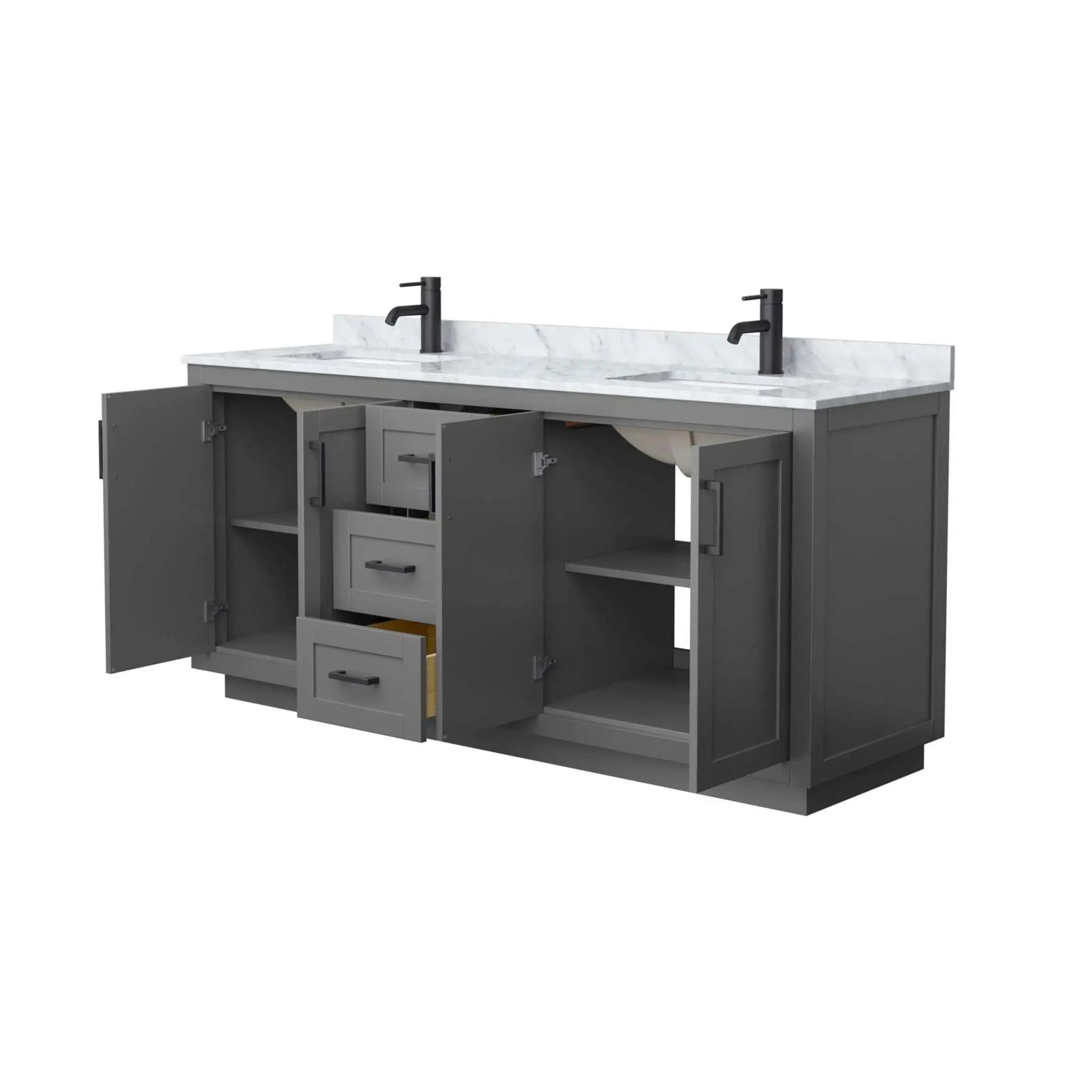 72" Miranda Double Bathroom Vanity in Dark Gray with Matte Black Trim by Wyndham
