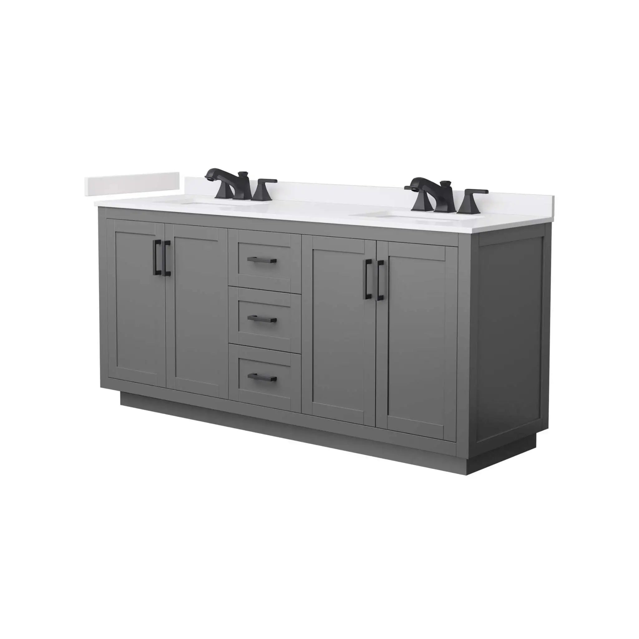 72" Miranda Double Bathroom Vanity in Dark Gray with Matte Black Trim by Wyndham