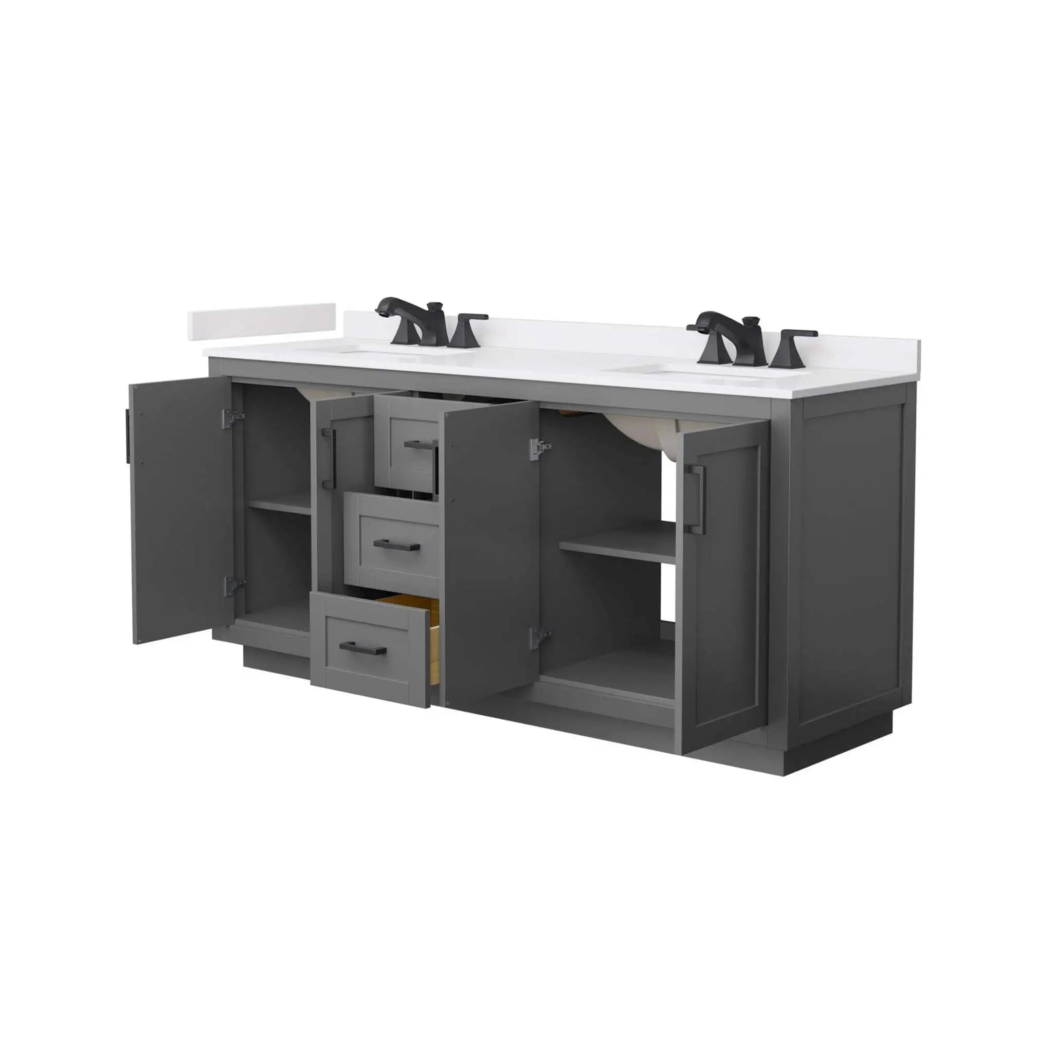 72" Miranda Double Bathroom Vanity in Dark Gray with Matte Black Trim by Wyndham