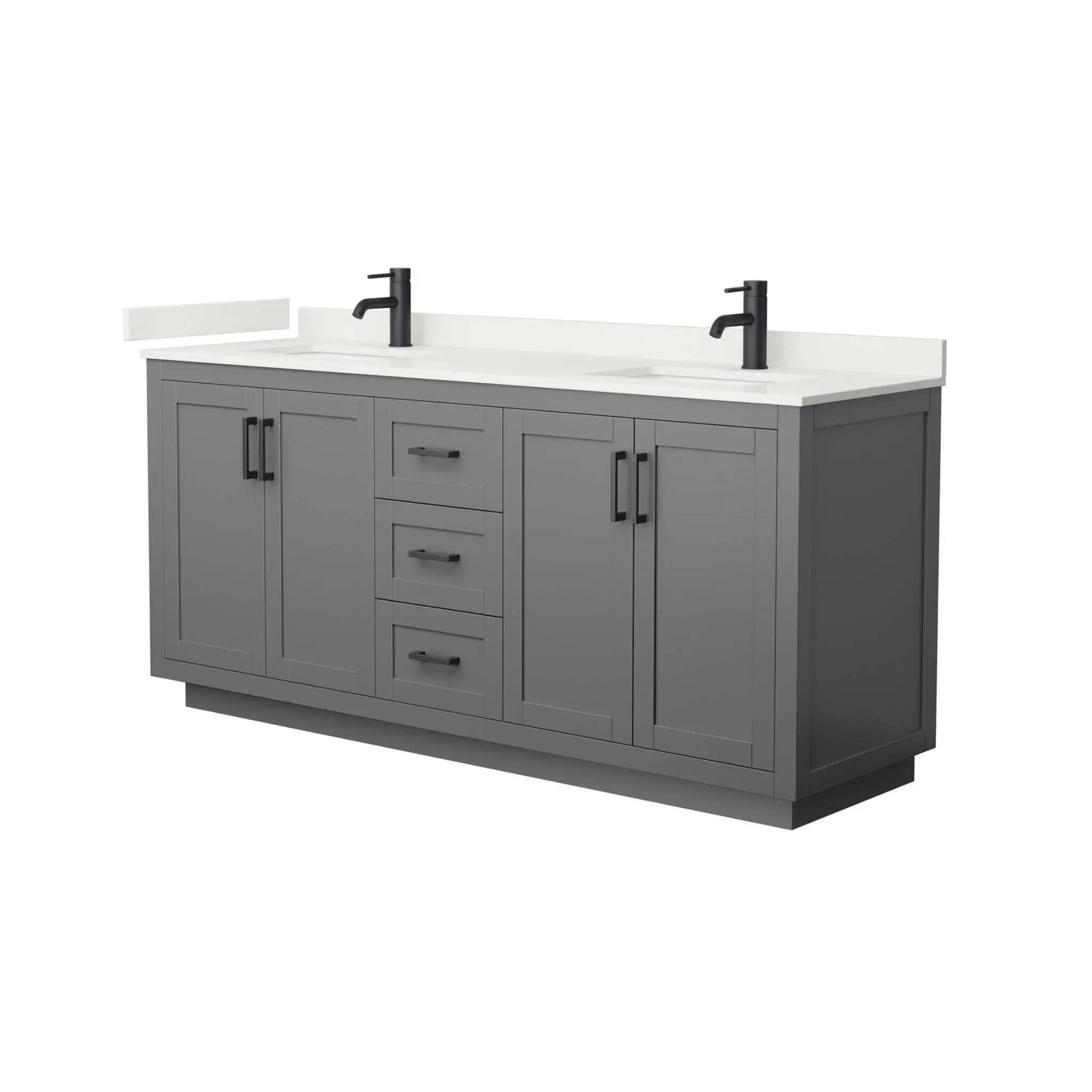 72" Miranda Double Bathroom Vanity in Dark Gray with Matte Black Trim by Wyndham