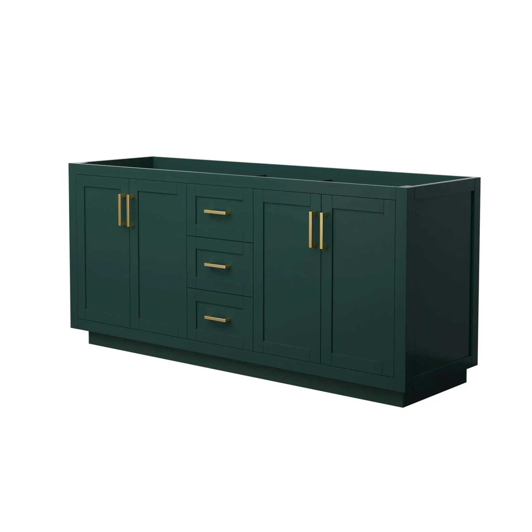 72" Miranda Double Bathroom Vanity in Green with Brushed Gold Trim by Wyndham