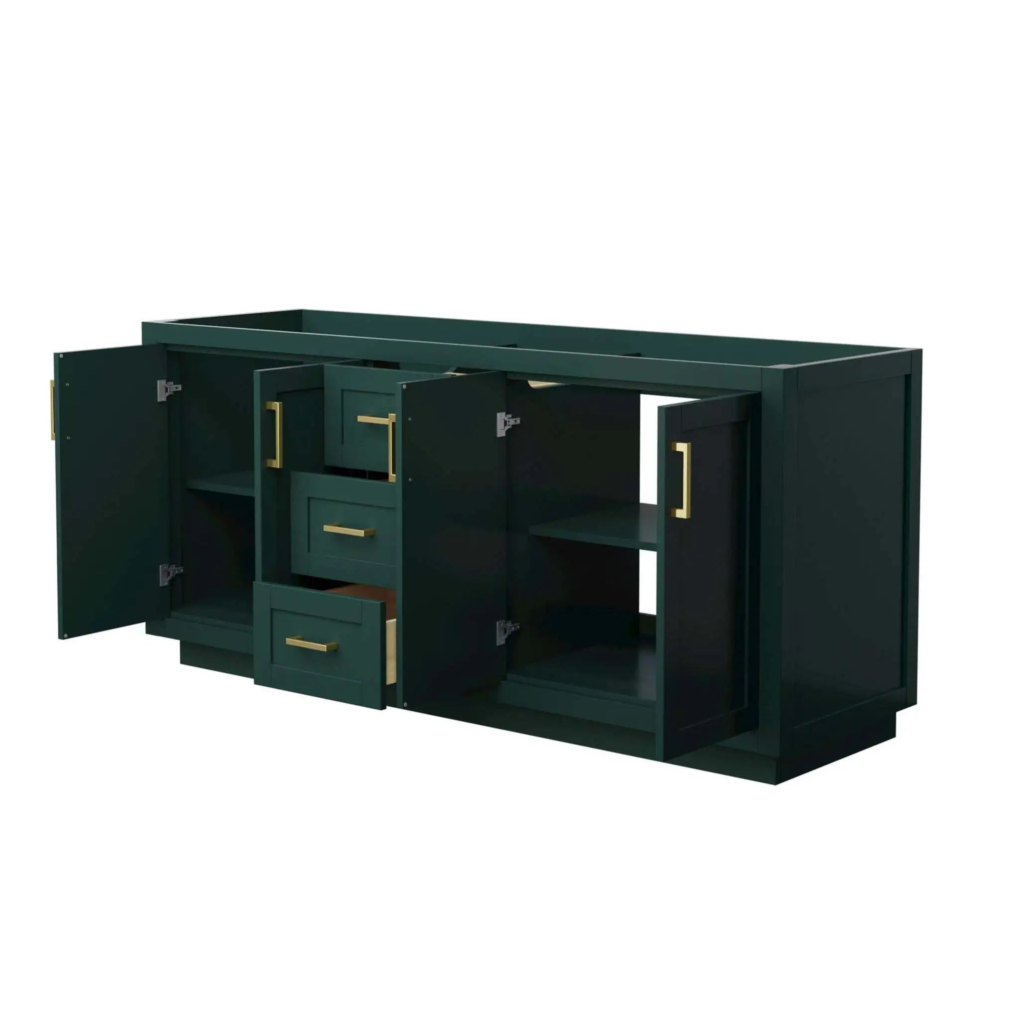 72" Miranda Double Bathroom Vanity in Green with Brushed Gold Trim by Wyndham