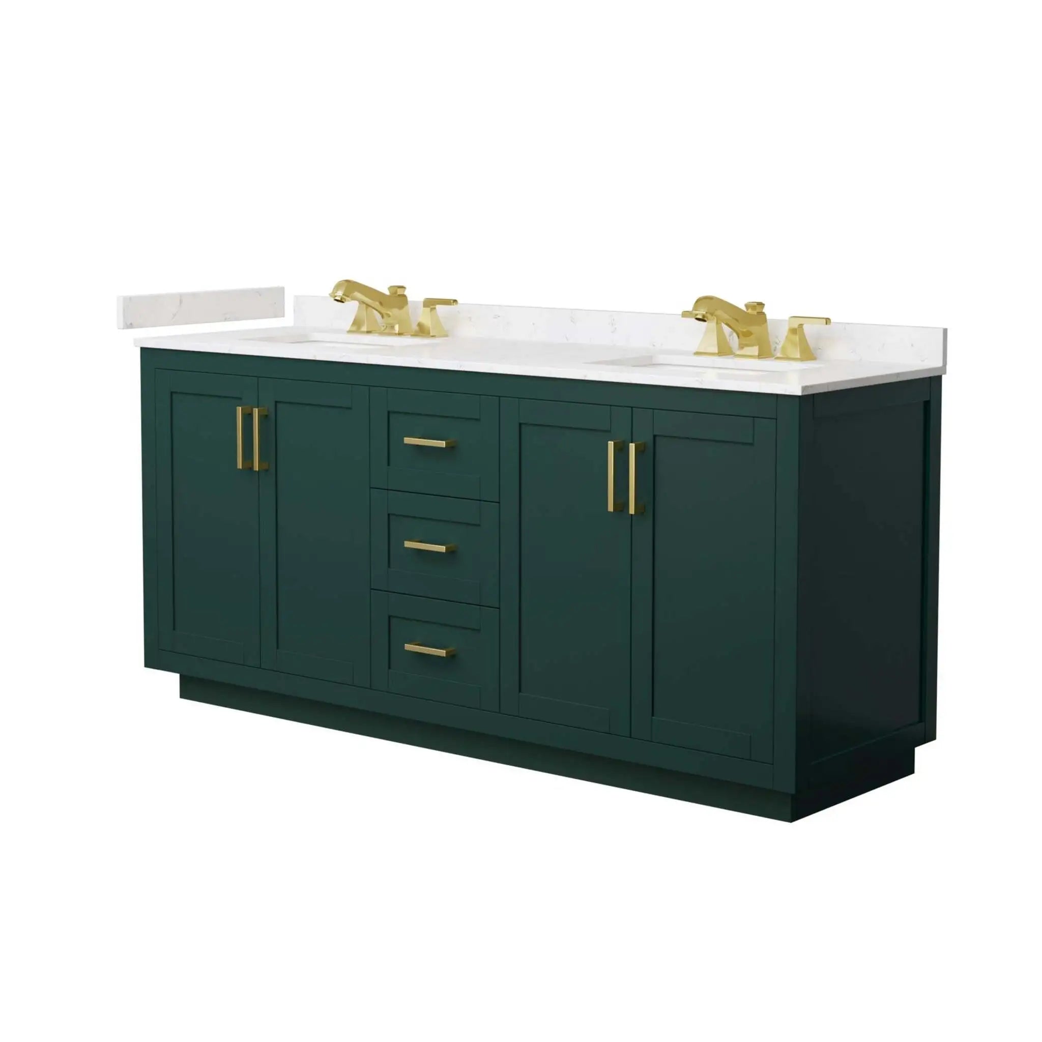 72" Miranda Double Bathroom Vanity in Green with Brushed Gold Trim by Wyndham