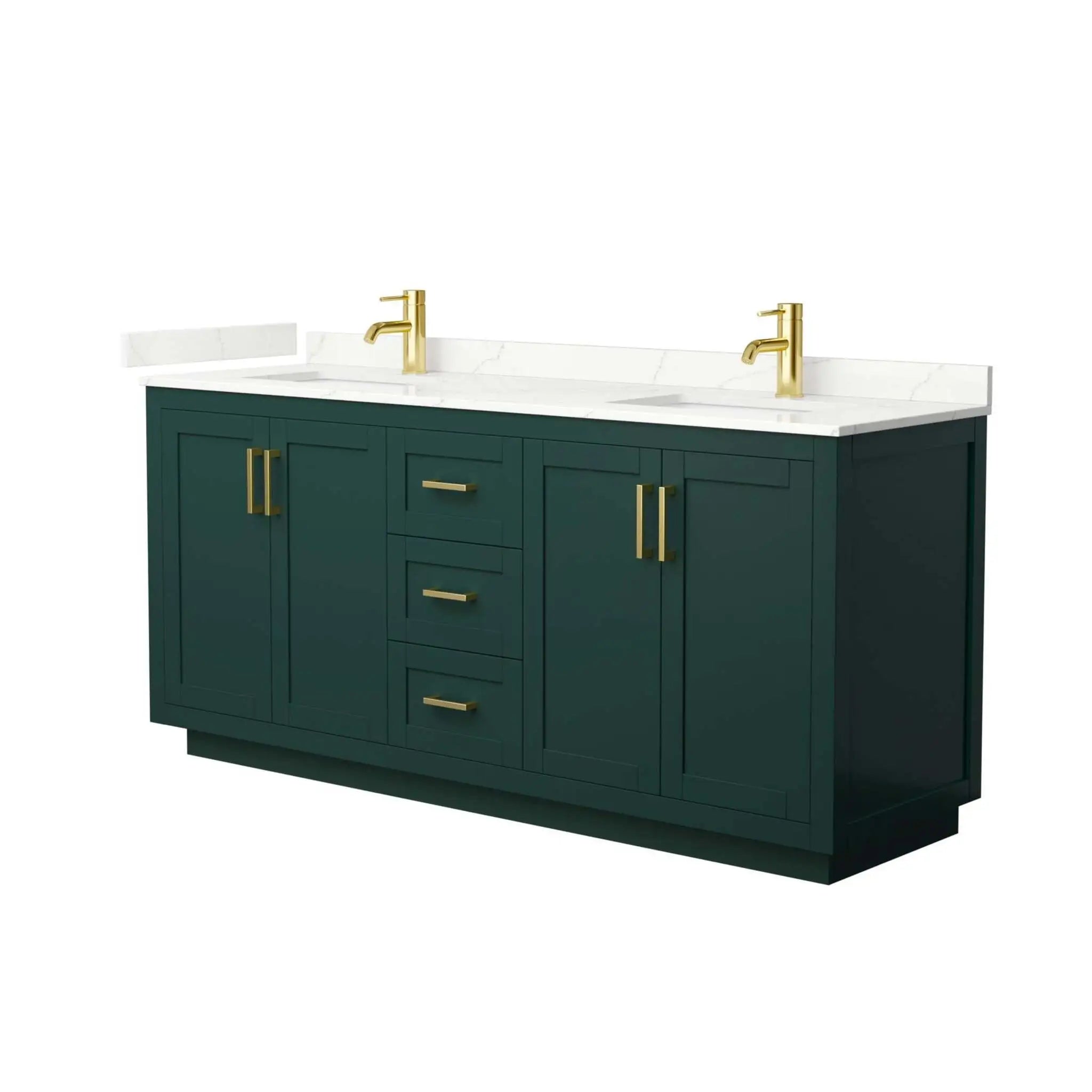 72" Miranda Double Bathroom Vanity in Green with Brushed Gold Trim by Wyndham