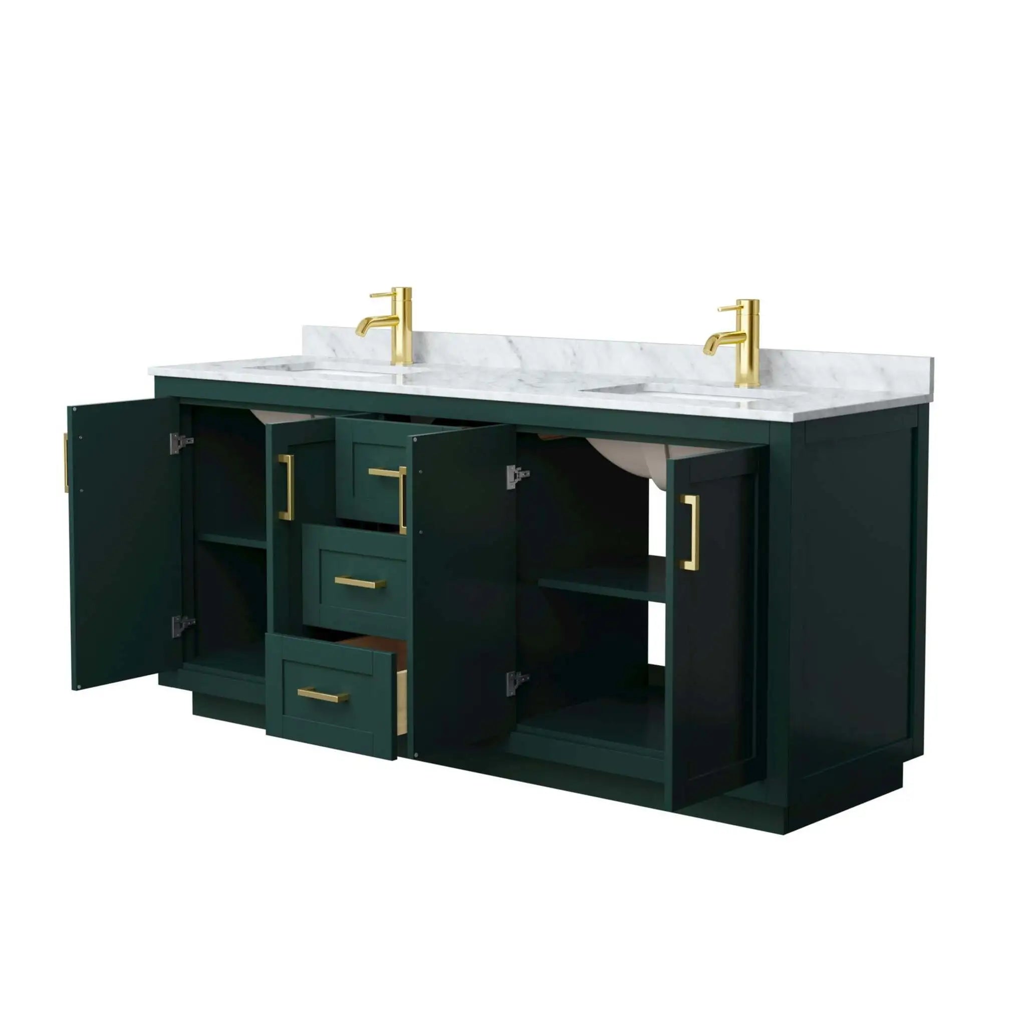 72" Miranda Double Bathroom Vanity in Green with Brushed Gold Trim by Wyndham