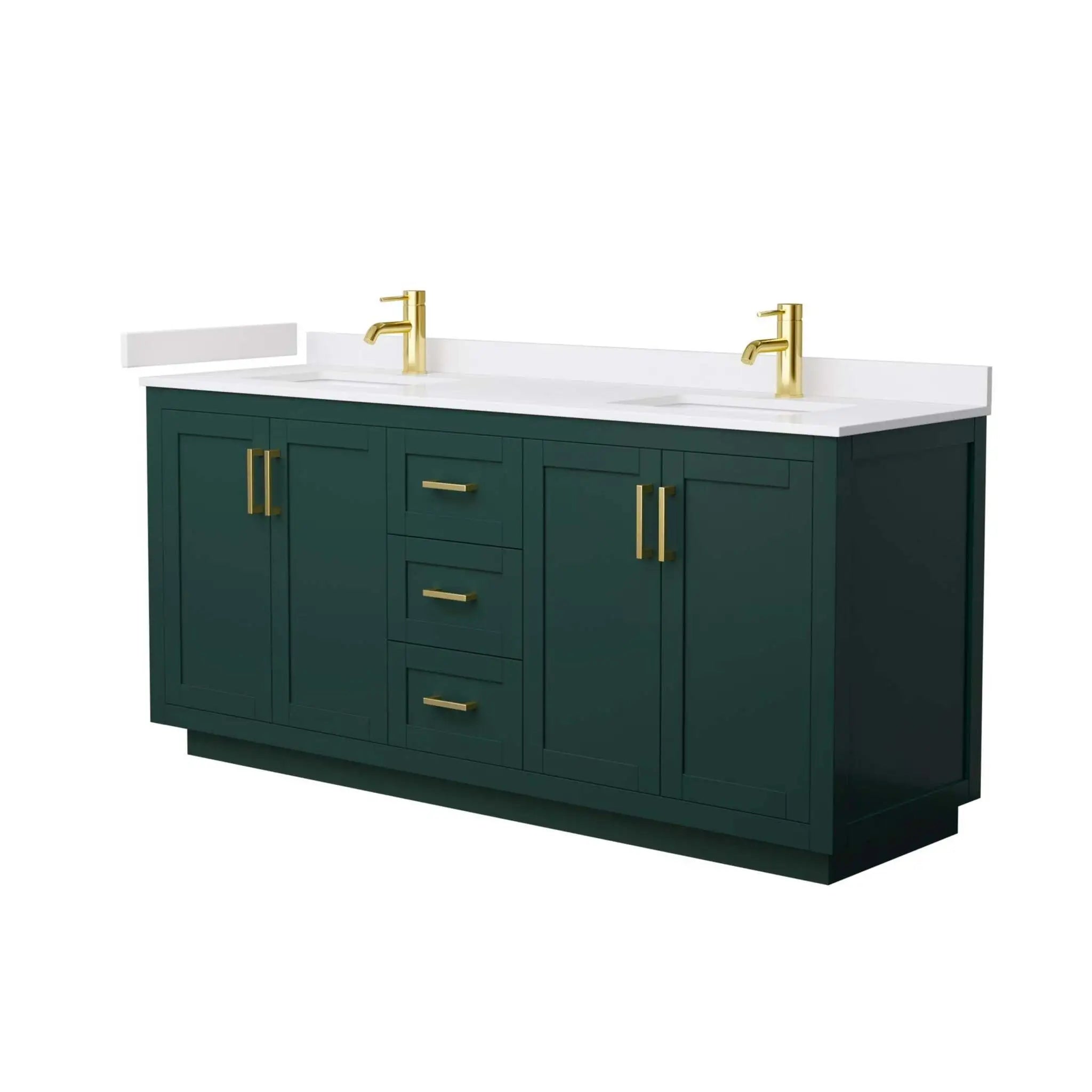 72" Miranda Double Bathroom Vanity in Green with Brushed Gold Trim by Wyndham
