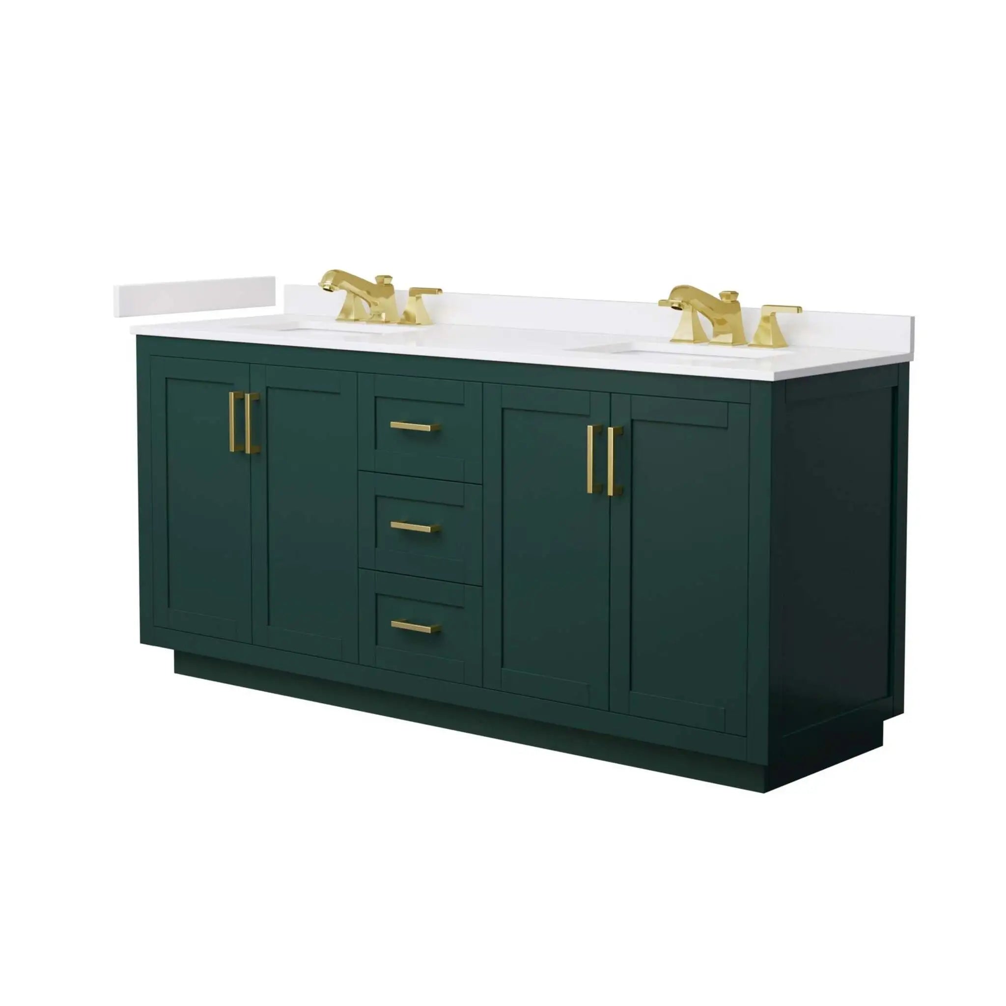72" Miranda Double Bathroom Vanity in Green with Brushed Gold Trim by Wyndham