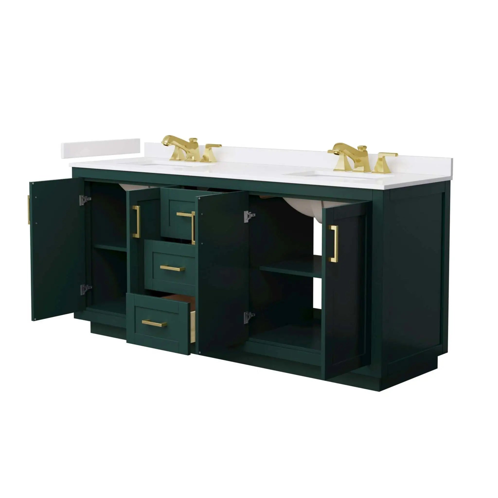 72" Miranda Double Bathroom Vanity in Green with Brushed Gold Trim by Wyndham