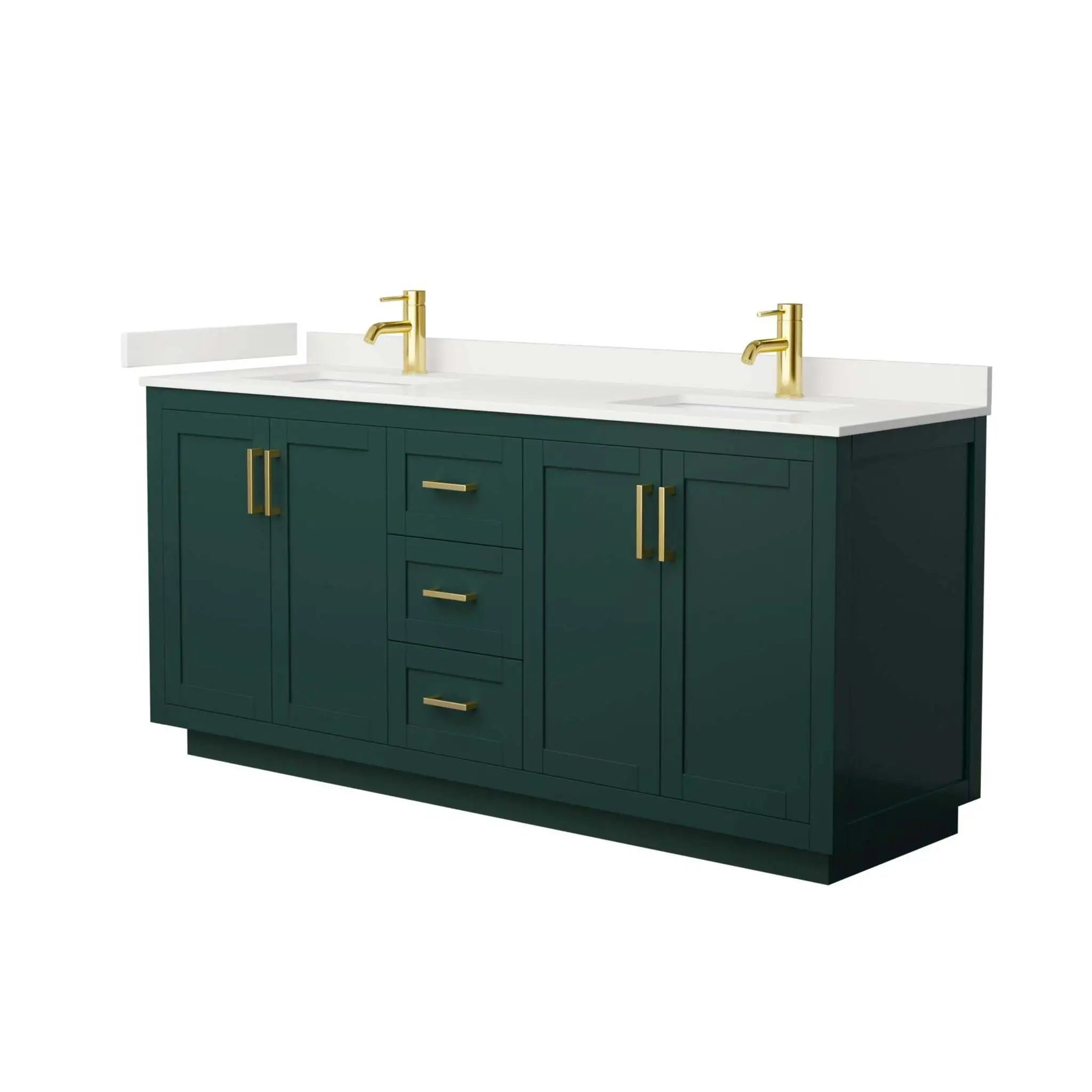 72" Miranda Double Bathroom Vanity in Green with Brushed Gold Trim by Wyndham
